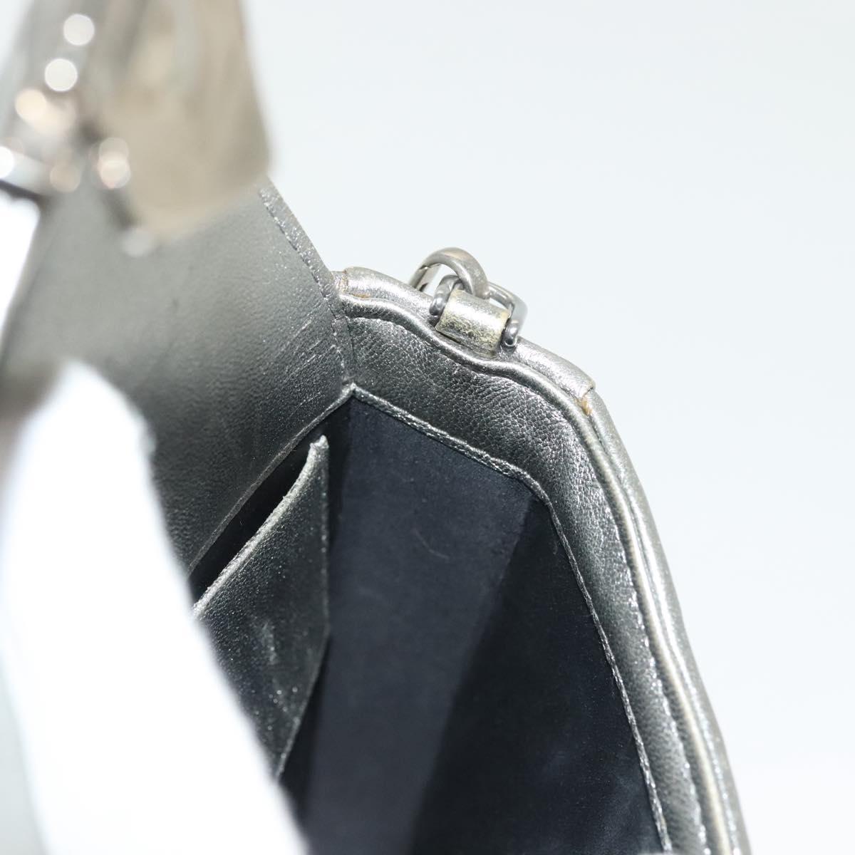 Miu Miu Matelasse Chain Shoulder Bag Leather Silver Auth gh730