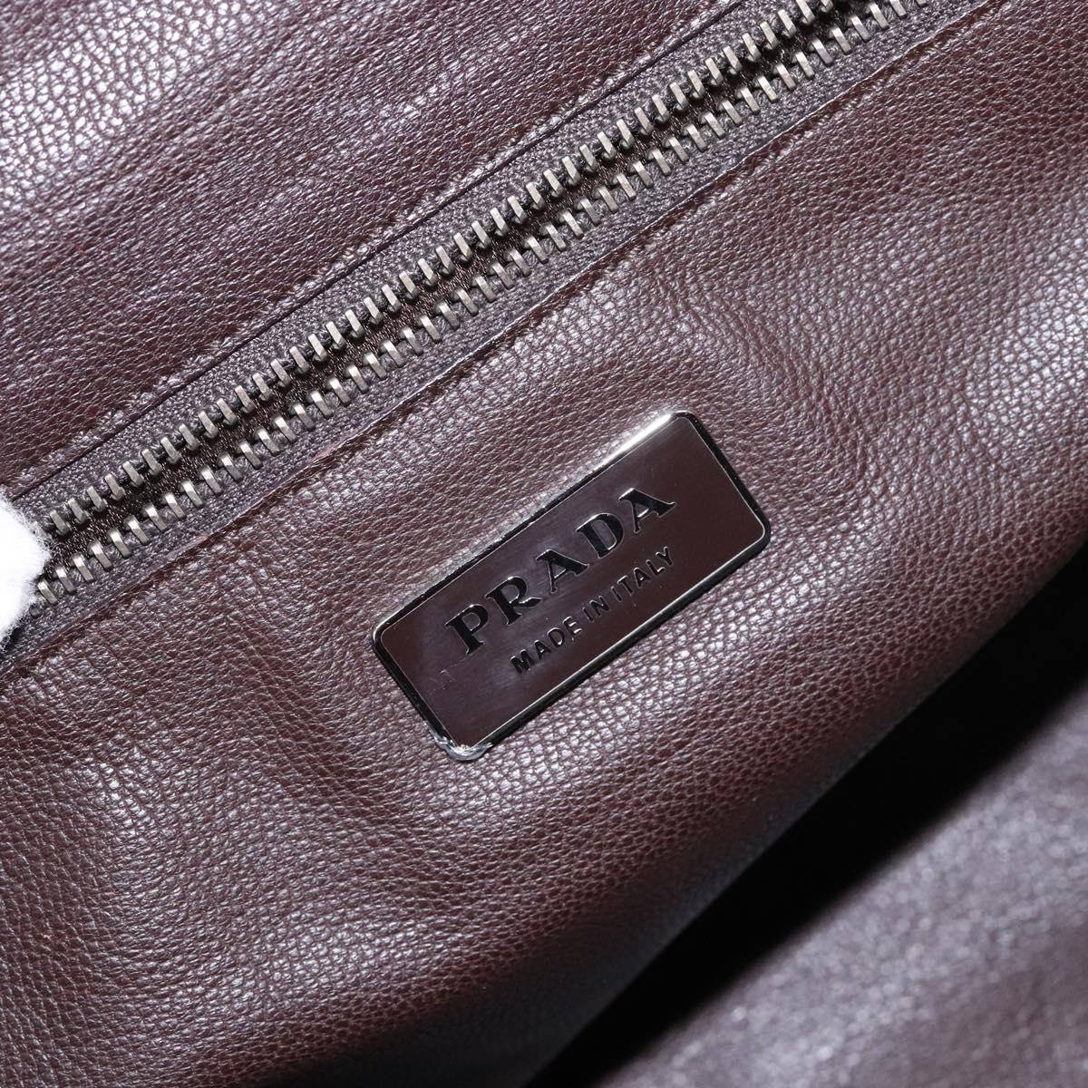 PRADA Hand Bag Leather Red Silver Auth gh740