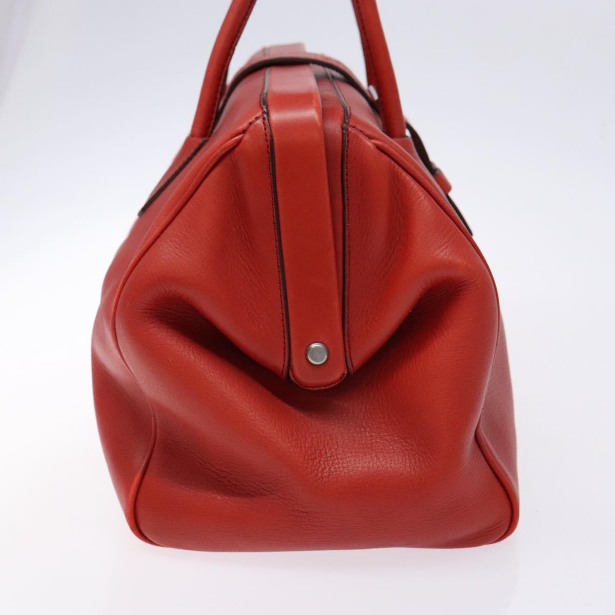 PRADA Hand Bag Leather Red Silver Auth gh740