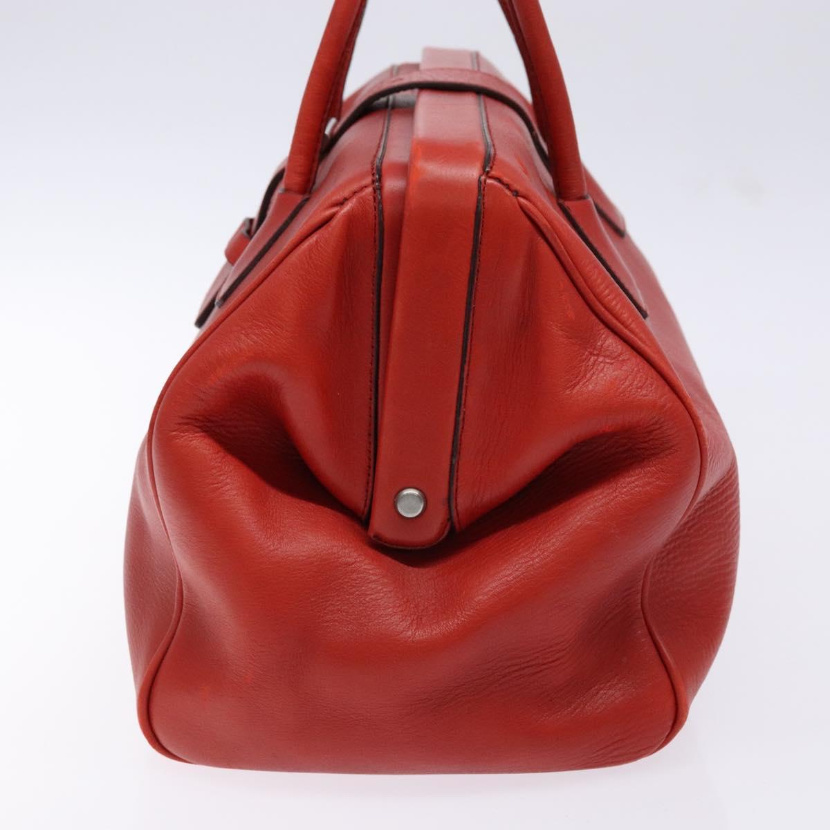 PRADA Hand Bag Leather Red Silver Auth gh740
