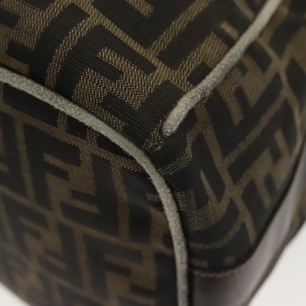FENDI Zucca Canvas Vanity Pouch Black Brown gold Auth gh745