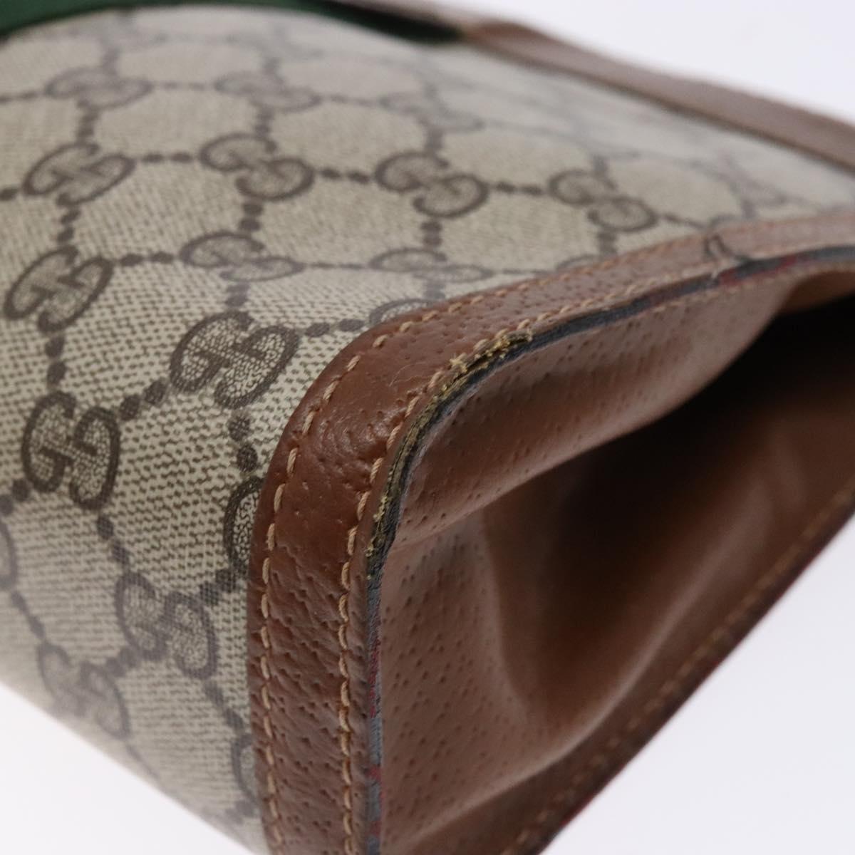 GUCCI GG Supreme Web Sherry Line Clutch Bag PVC Beige Red 010 378 Auth gh747