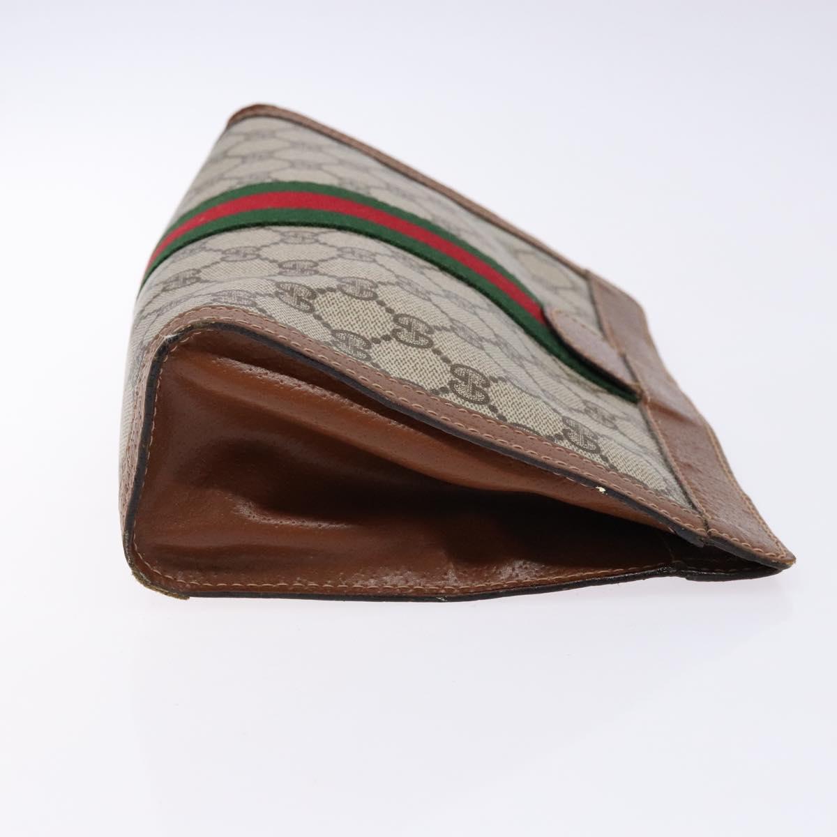 GUCCI GG Supreme Web Sherry Line Clutch Bag PVC Beige Red 010 378 Auth gh747