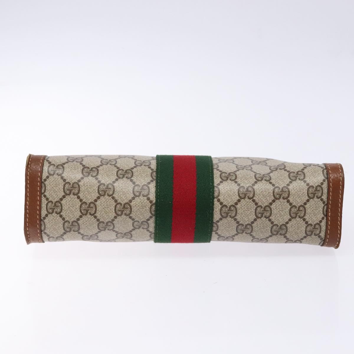 GUCCI GG Supreme Web Sherry Line Clutch Bag PVC Beige Red 010 378 Auth gh747