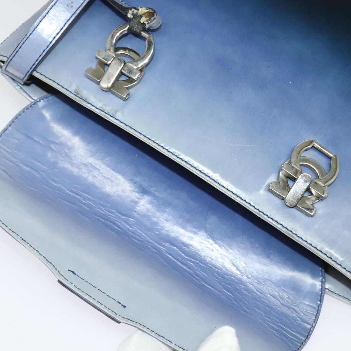 Salvatore Ferragamo Gancini Tote Bag Leather 2way Purple Silver Auth gh748