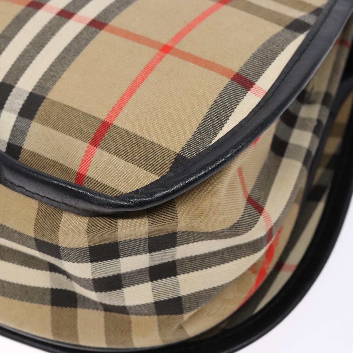 Burberrys Nova Check Shoulder Bag Canvas Beige Gold Auth gh749