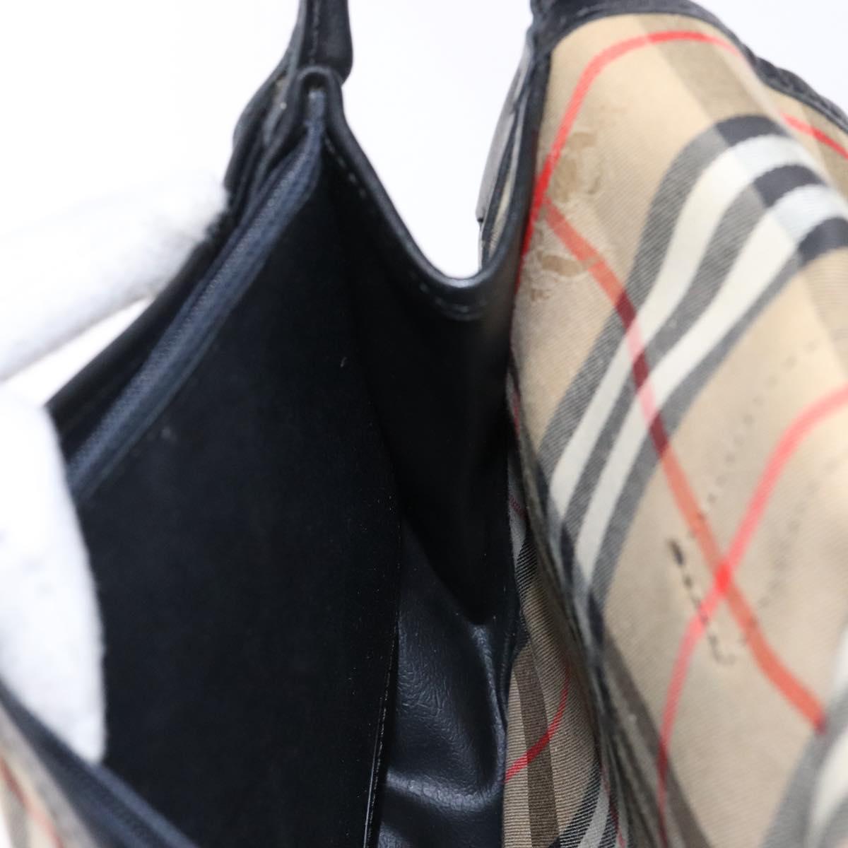 Burberrys Nova Check Shoulder Bag Canvas Beige Gold Auth gh749