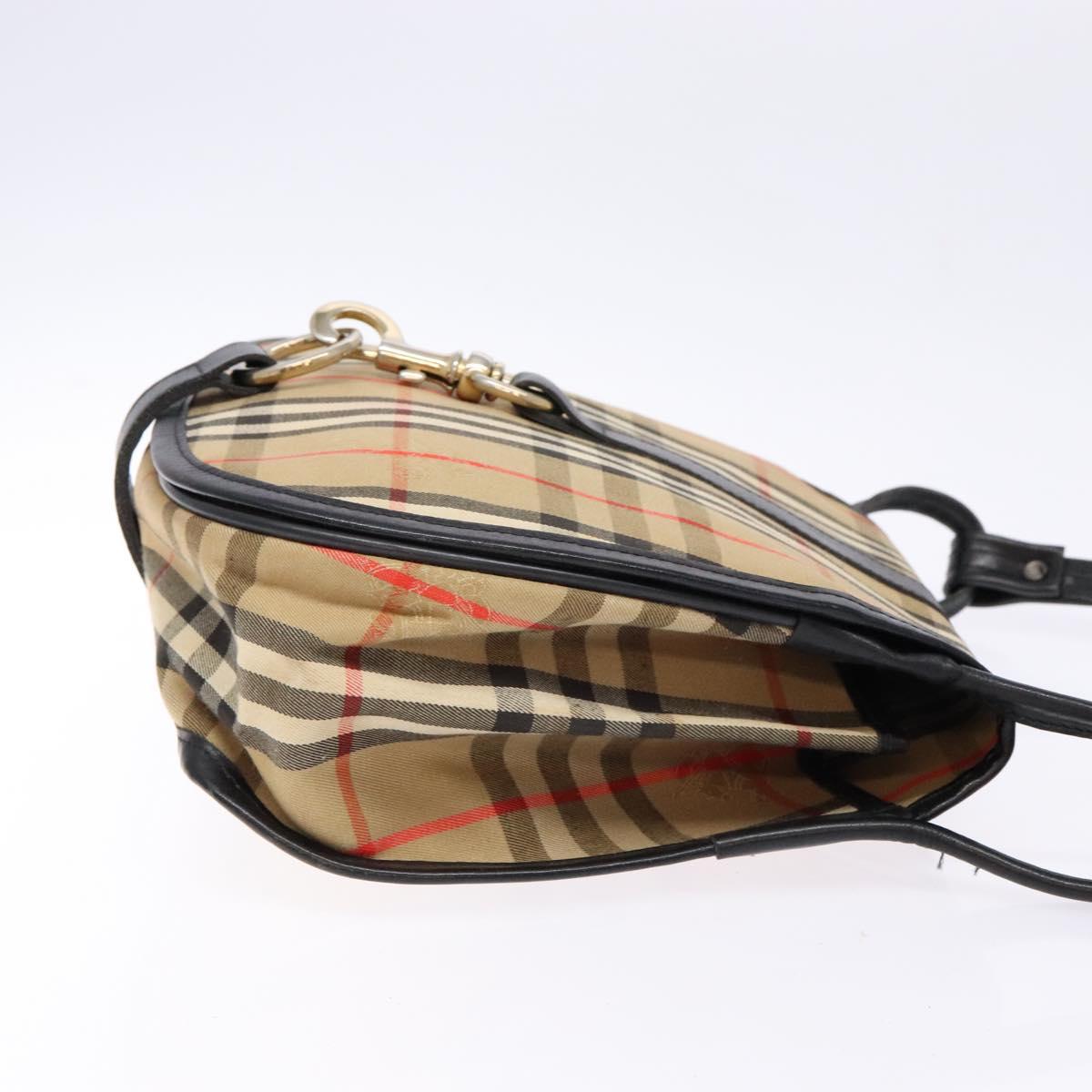 Burberrys Nova Check Shoulder Bag Canvas Beige Gold Auth gh749