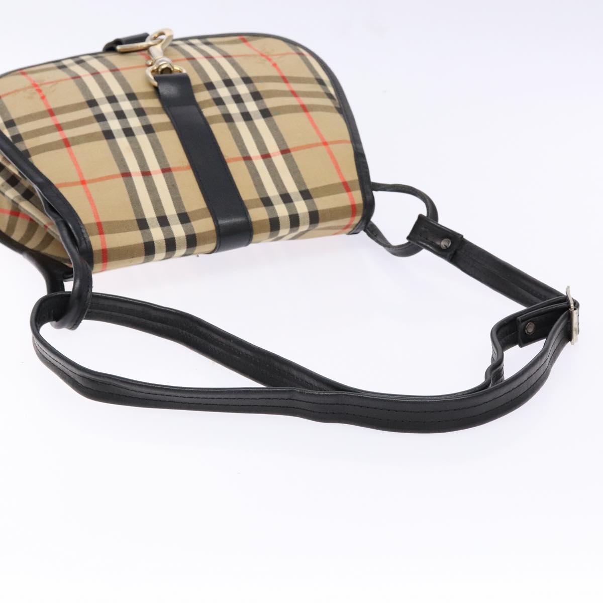 Burberrys Nova Check Shoulder Bag Canvas Beige Gold Auth gh749
