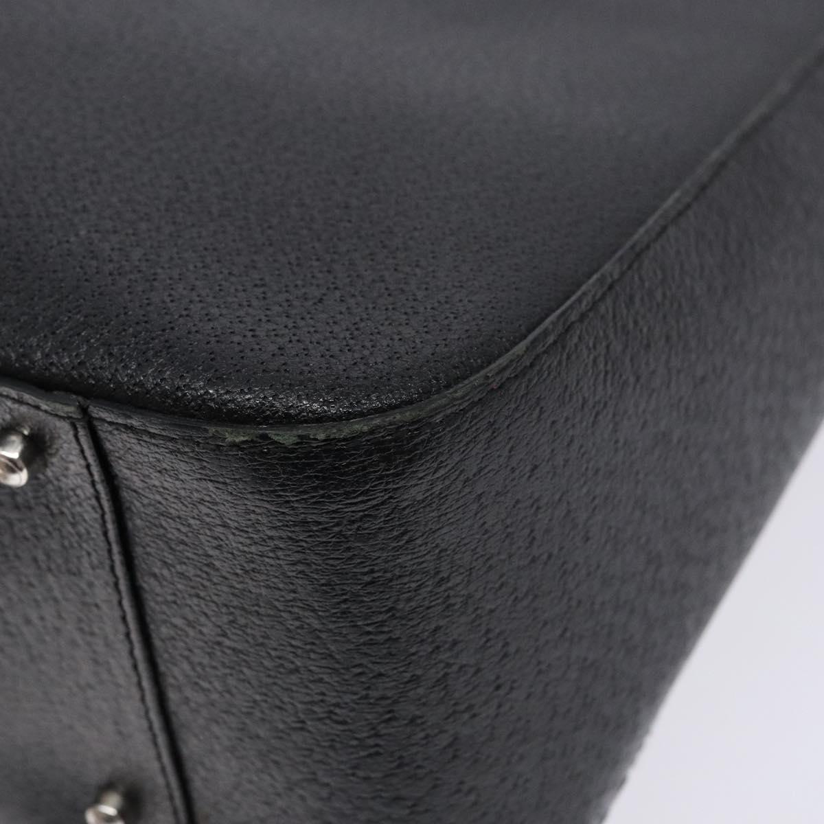 GUCCI Hand Bag Leather Black Silver 000 2058 0307 5 Auth gh750