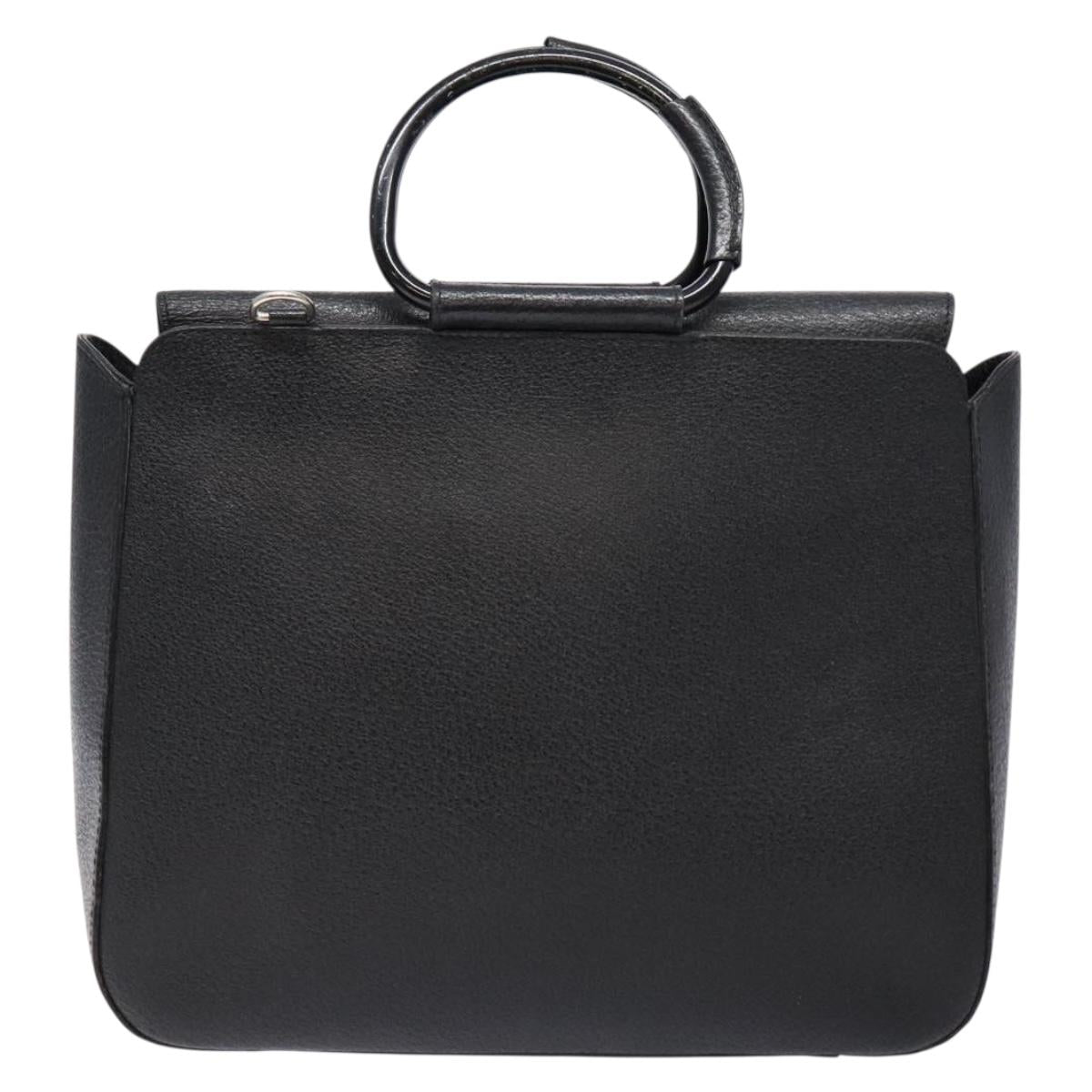 GUCCI Hand Bag Leather Black Silver 000 2058 0307 5 Auth gh750