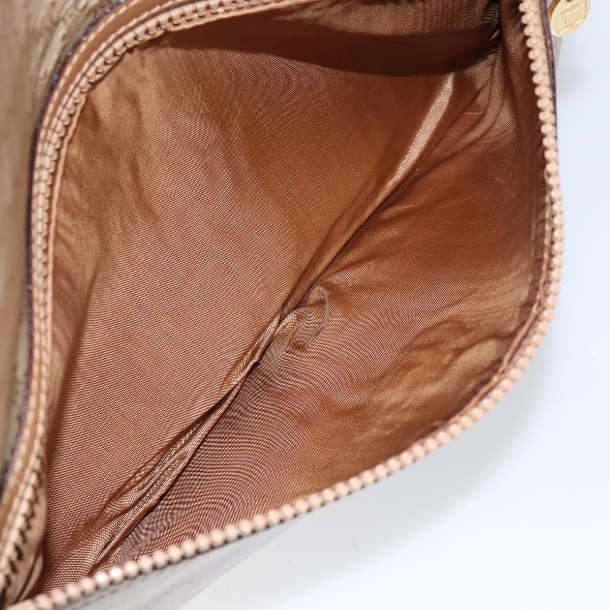 CELINE Macadam Canvas Clutch Bag PVC Beige Gold Auth gh759