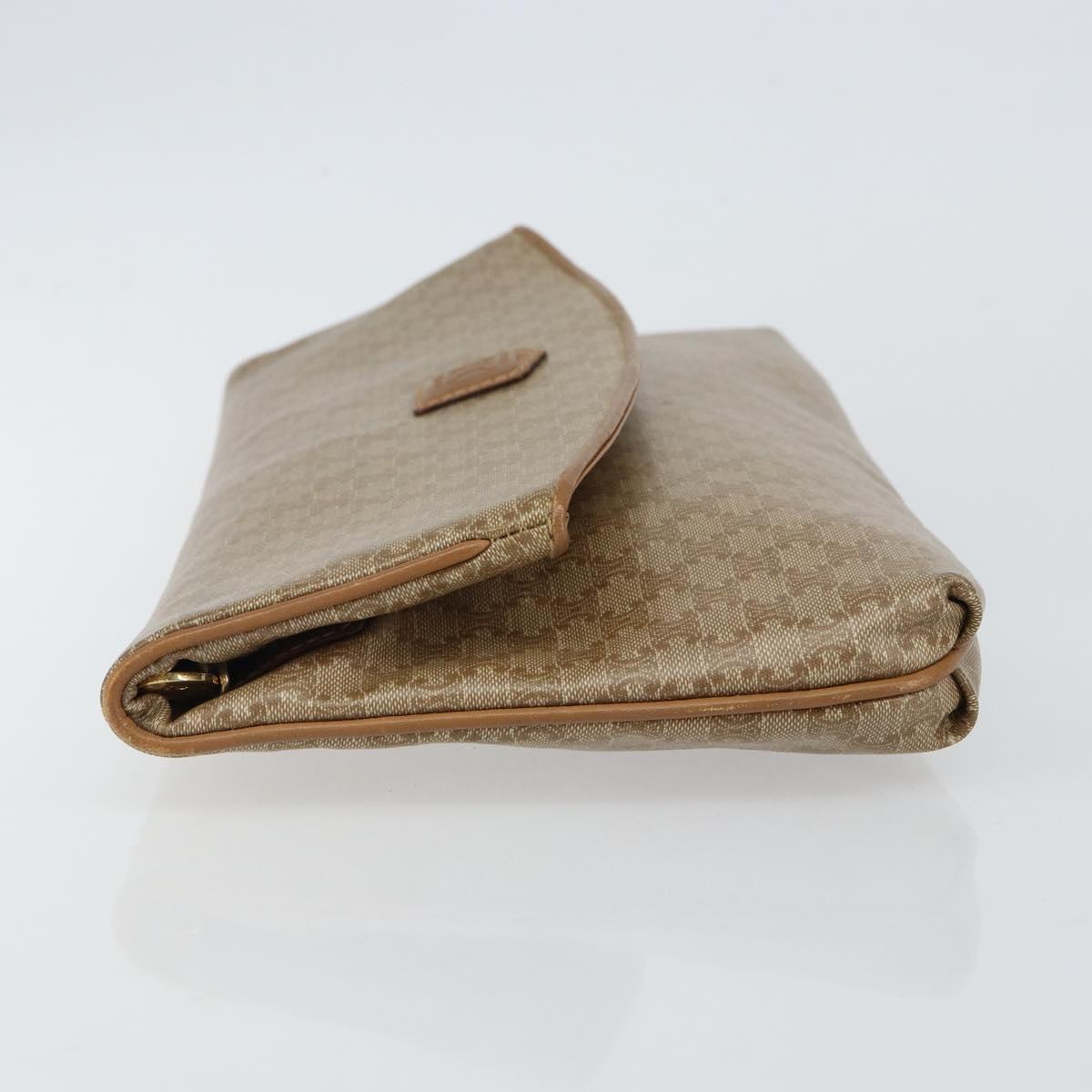 CELINE Macadam Canvas Clutch Bag PVC Beige Gold Auth gh759