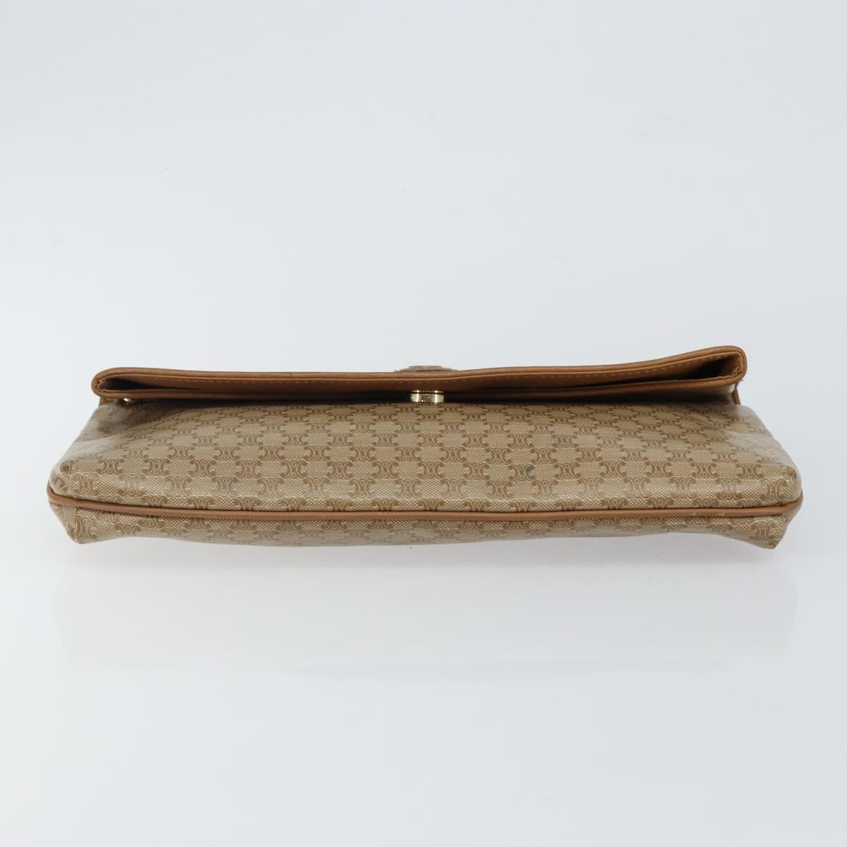 CELINE Macadam Canvas Clutch Bag PVC Beige Gold Auth gh759