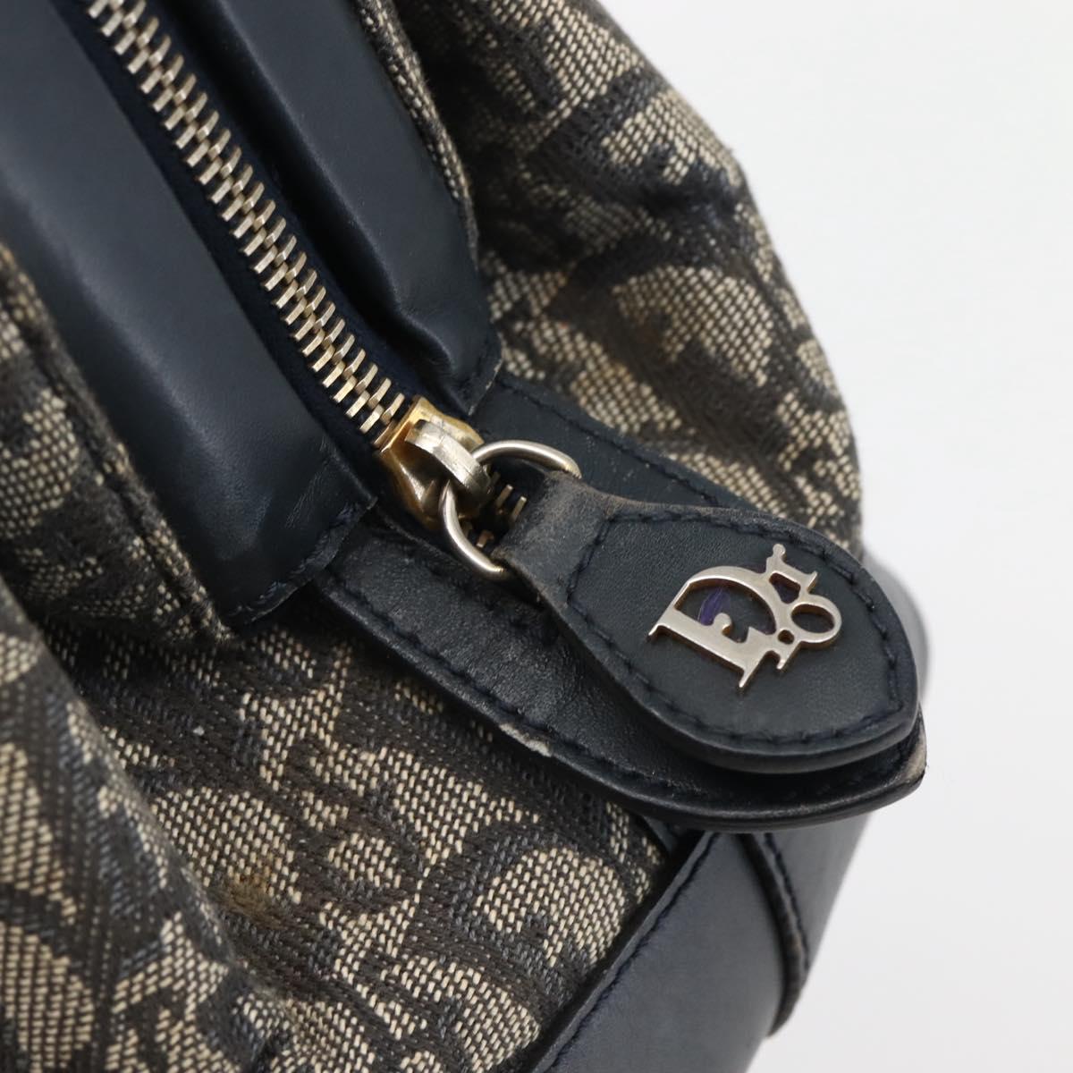 Christian Dior Trotter Canvas Hand Bag Navy Gold Auth gh760