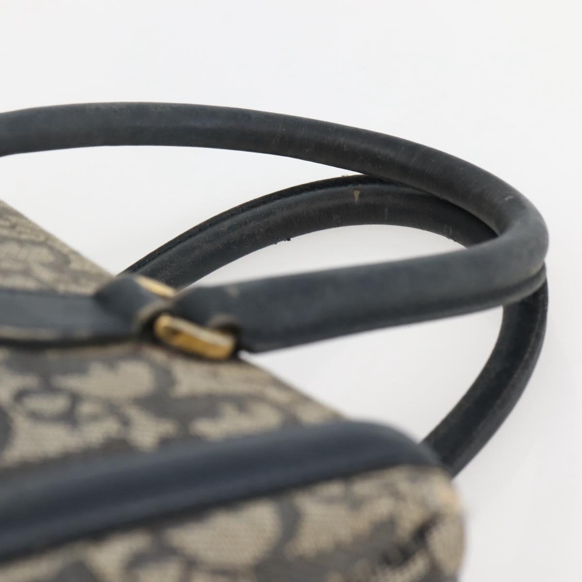 Christian Dior Trotter Canvas Hand Bag Navy Gold Auth gh760