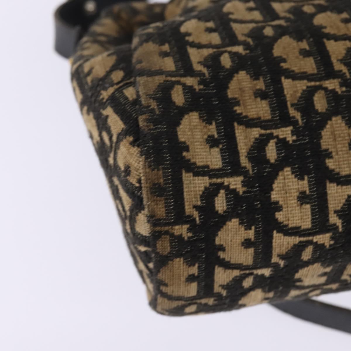 Christian Dior Trotter Canvas Shoulder Bag Navy Gold Auth gh761