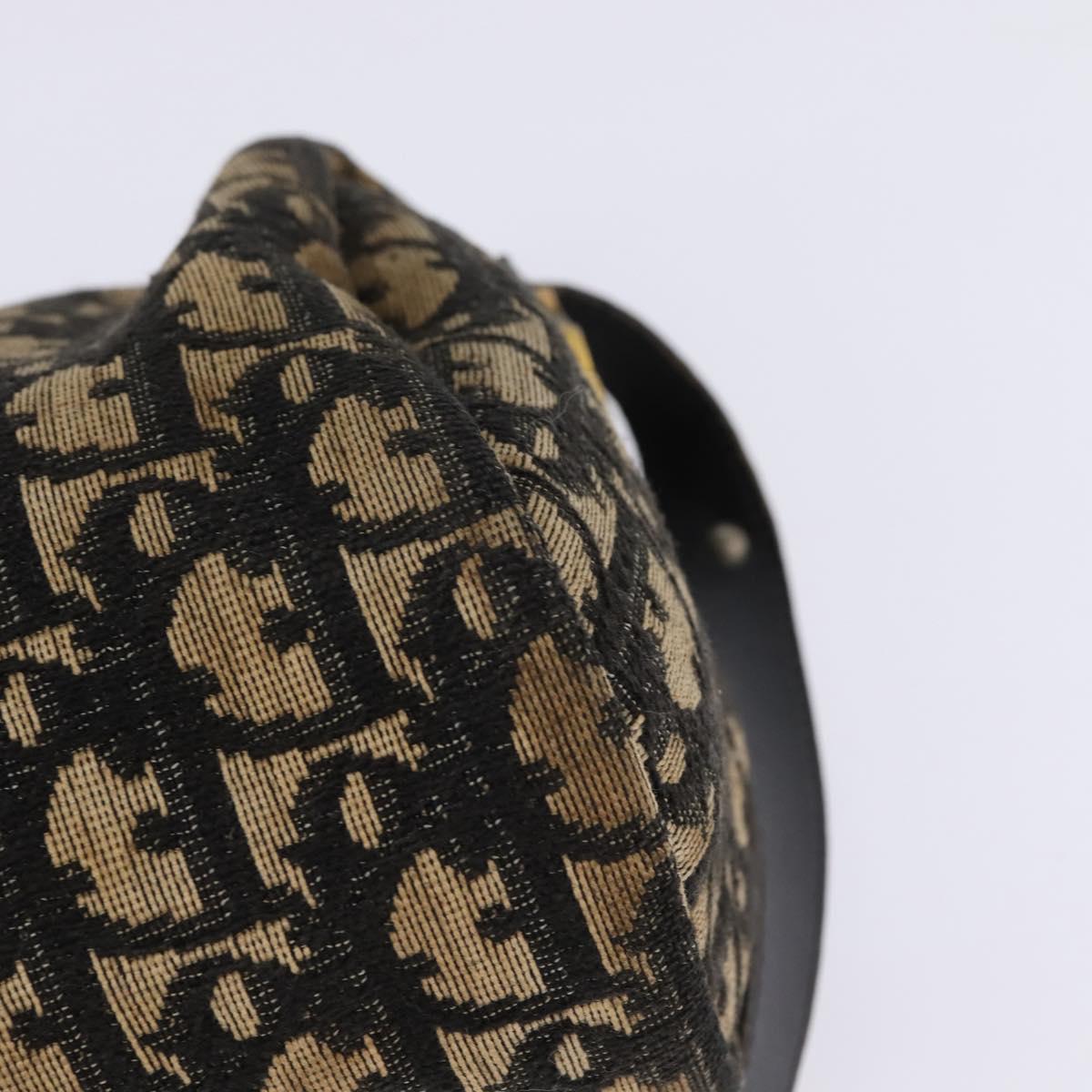 Christian Dior Trotter Canvas Shoulder Bag Navy Gold Auth gh761