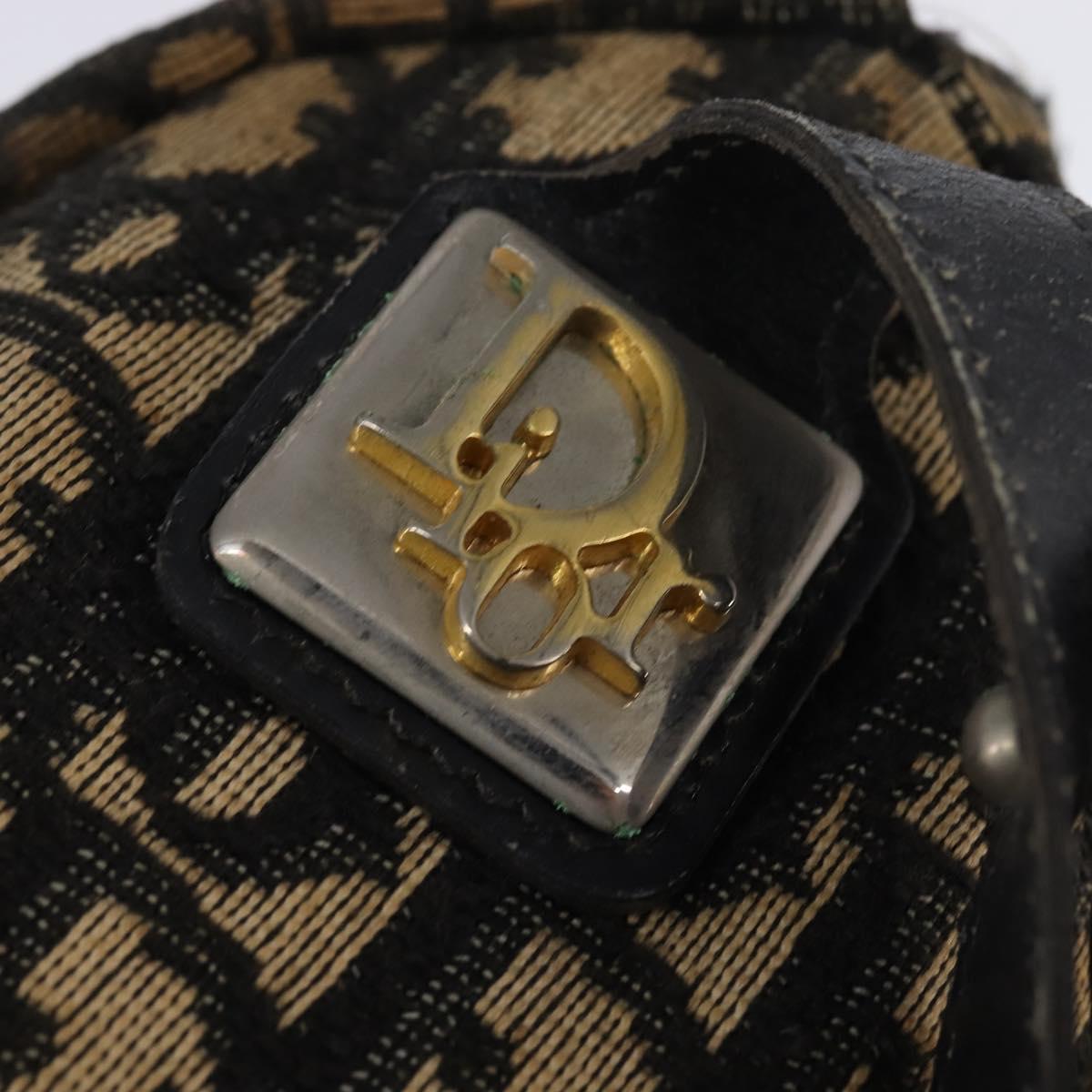 Christian Dior Trotter Canvas Shoulder Bag Navy Gold Auth gh761