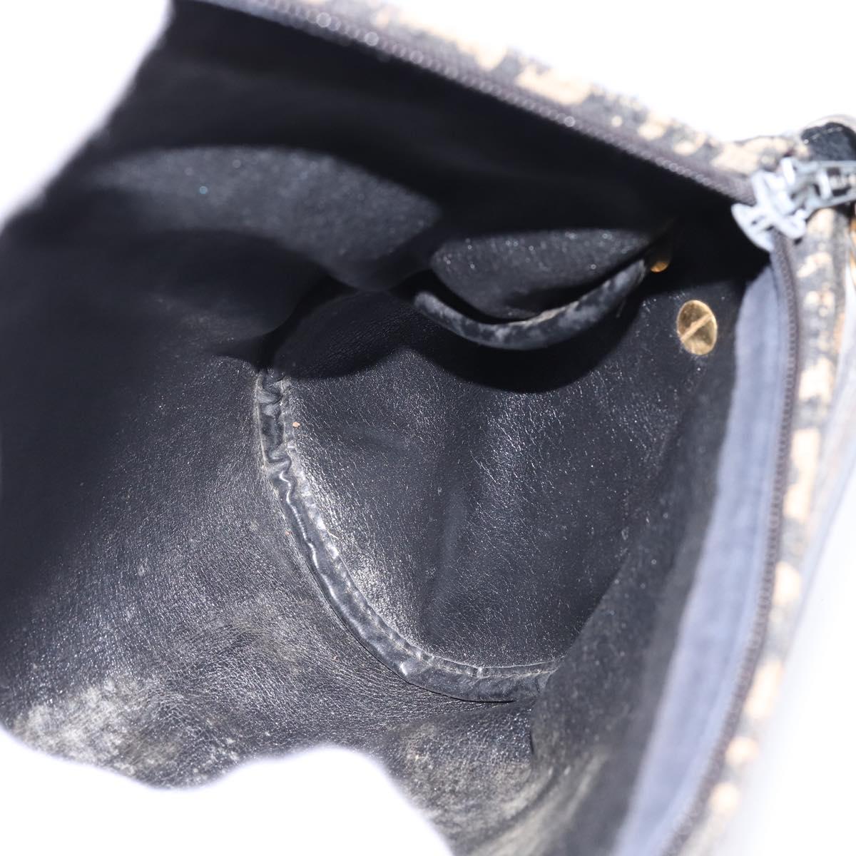 Christian Dior Trotter Canvas Shoulder Bag Navy Gold Auth gh761