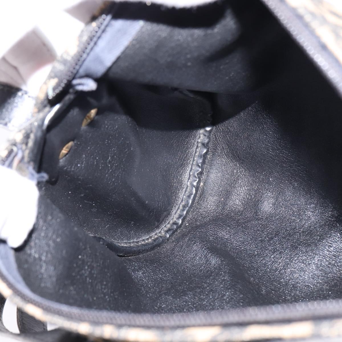 Christian Dior Trotter Canvas Shoulder Bag Navy Gold Auth gh761