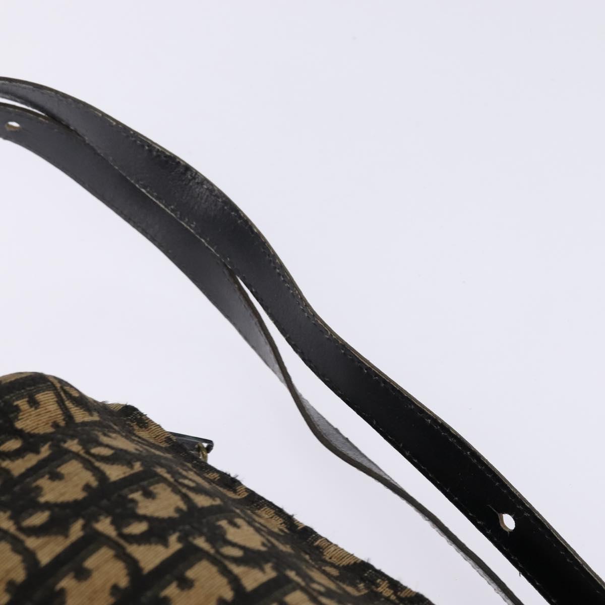 Christian Dior Trotter Canvas Shoulder Bag Navy Gold Auth gh761