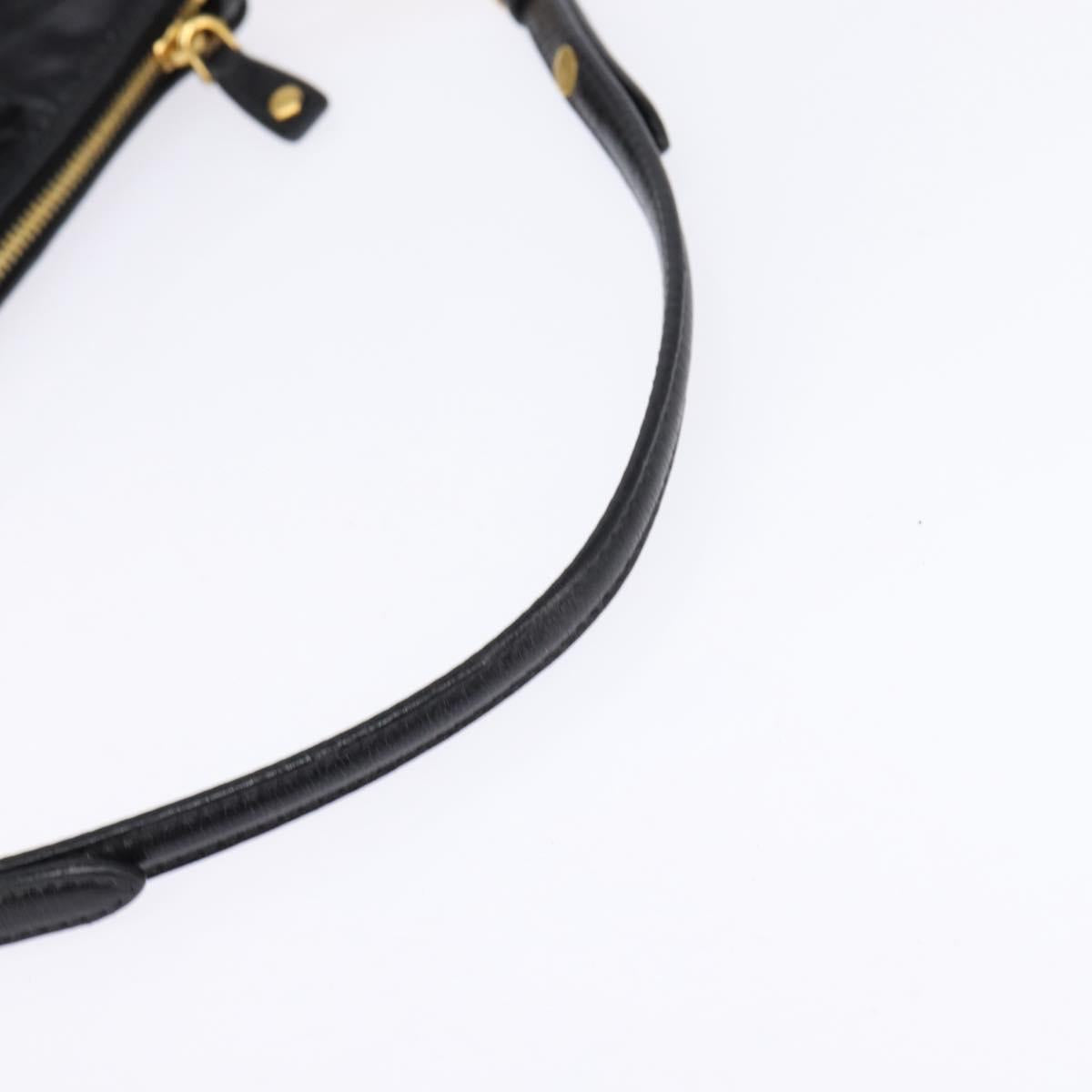 Miu Miu Accessory Pouch Leather Black Gold Auth gh767