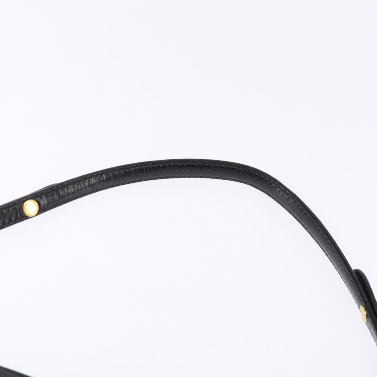 Miu Miu Accessory Pouch Leather Black Gold Auth gh767