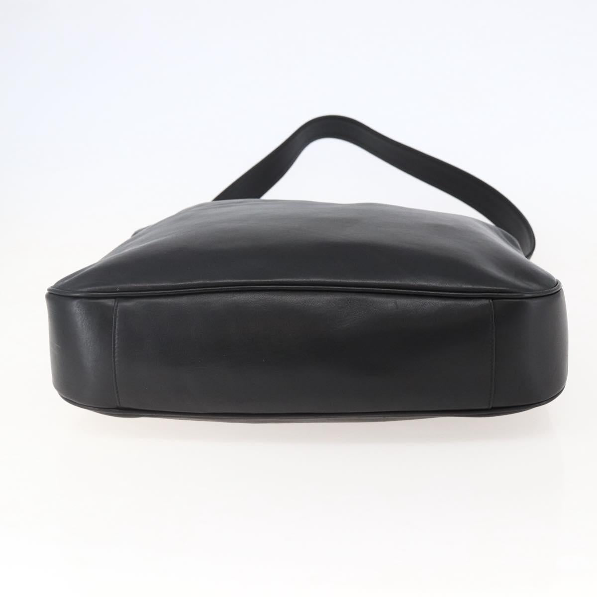 GUCCI Bamboo Hand Bag Leather 2way Black Gold 001 1577 8270 Auth gh768