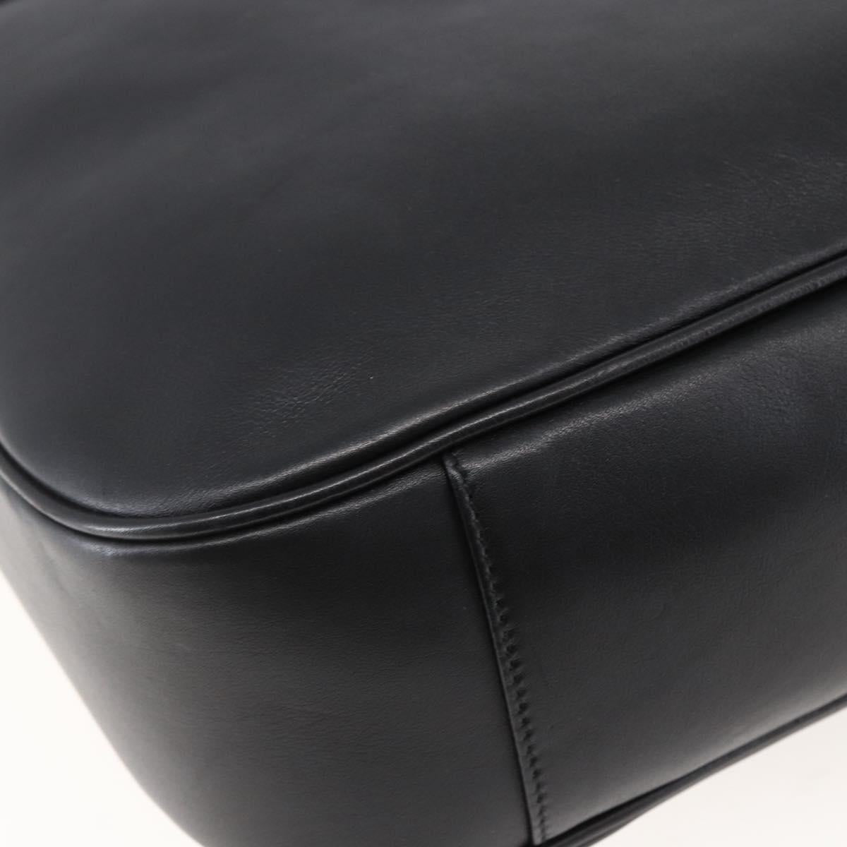 GUCCI Bamboo Hand Bag Leather 2way Black Gold 001 1577 8270 Auth gh768