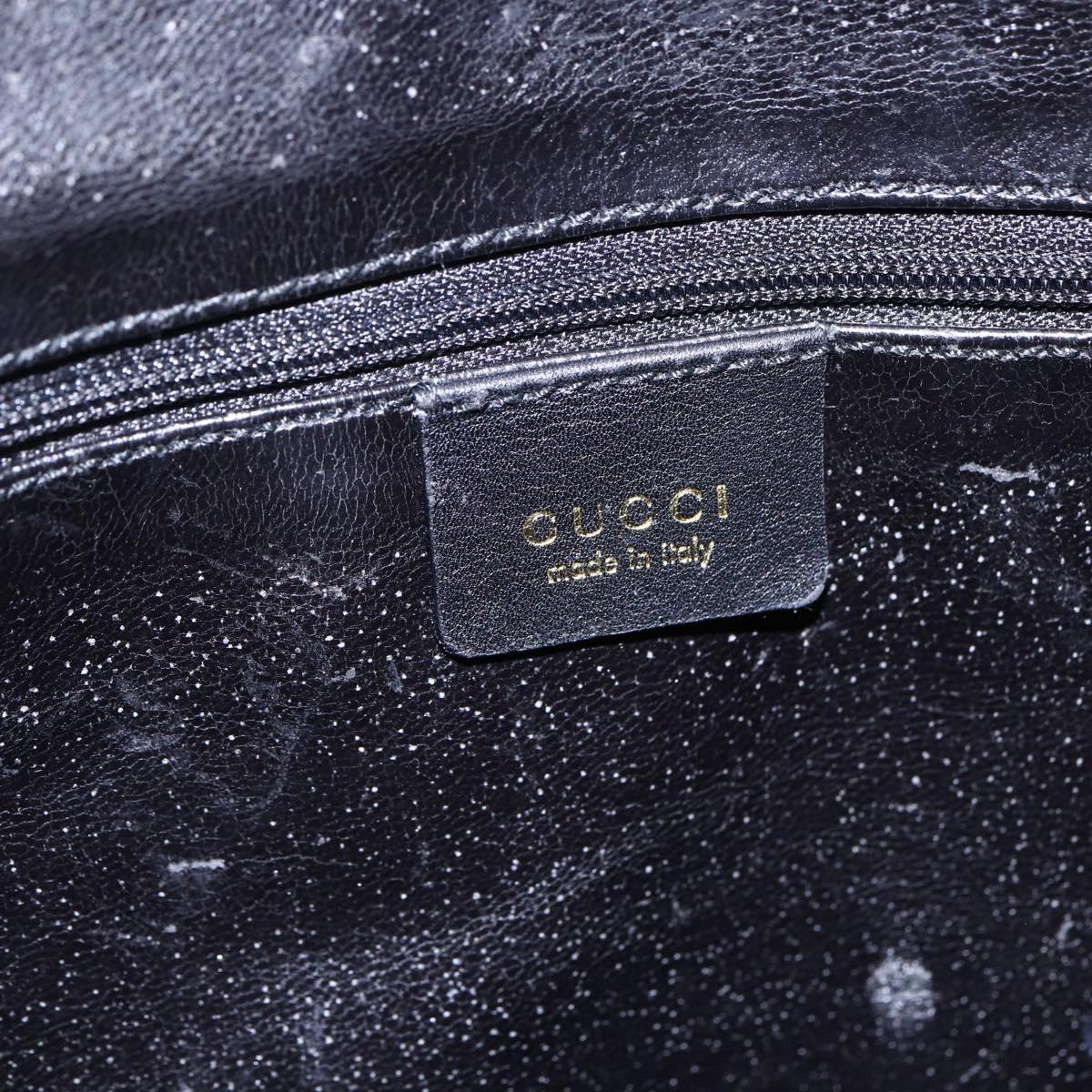 GUCCI Bamboo Hand Bag Leather 2way Black Gold 001 1577 8270 Auth gh768