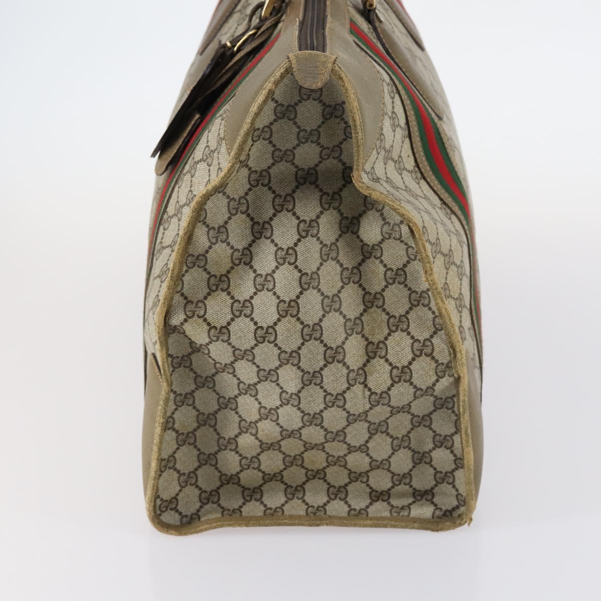 GUCCI GG Supreme Web Sherry Line Boston Bag PVC Beige 012 067 1125 Auth gh769