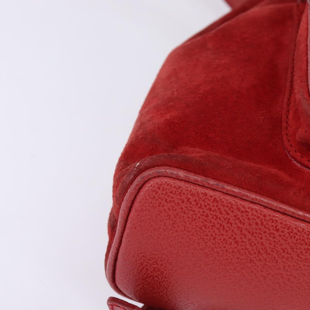 GUCCI Bamboo Backpack Suede Leather Red Gold 003 8030 Auth gh770