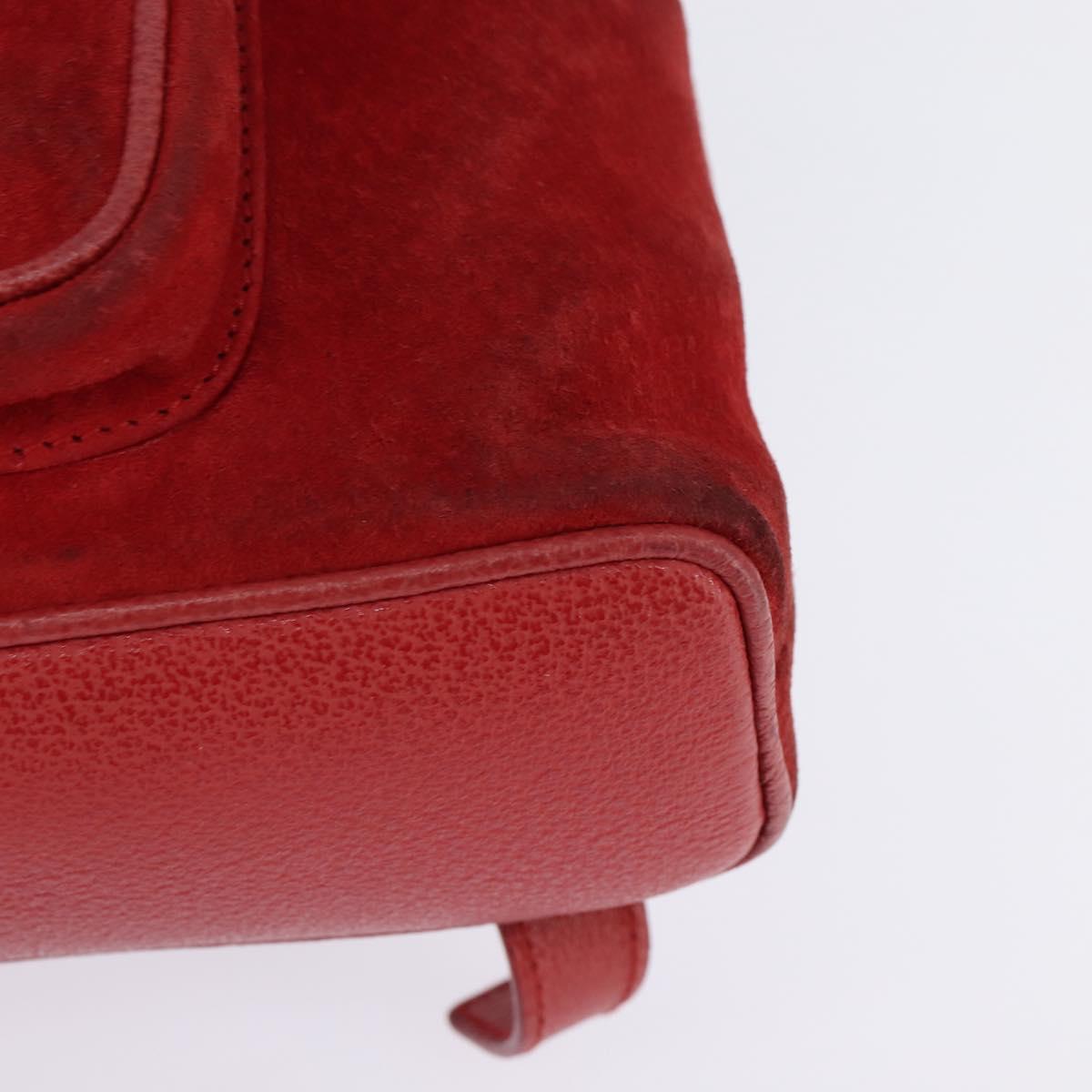 GUCCI Bamboo Backpack Suede Leather Red Gold 003 8030 Auth gh770