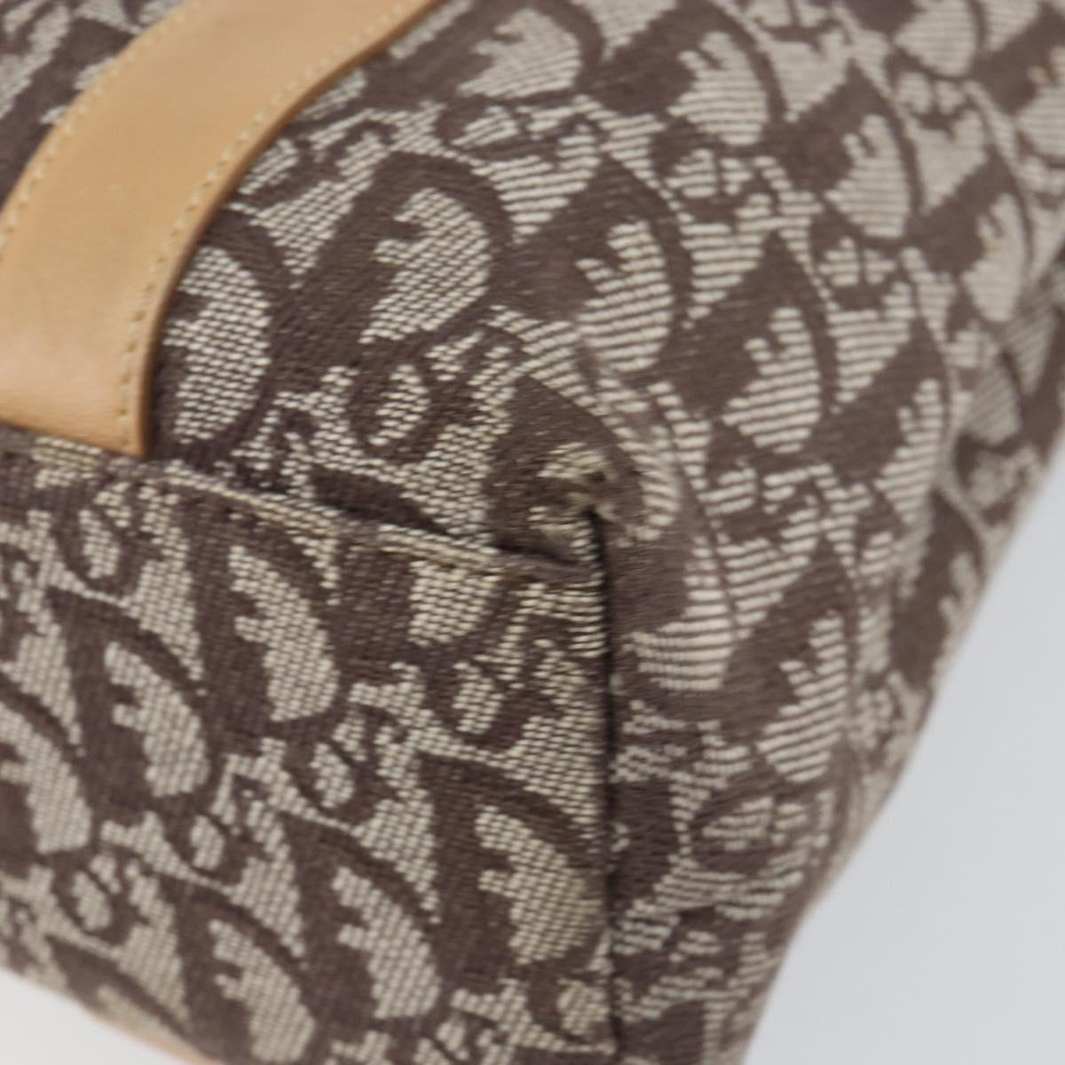 Christian Dior Trotter Canvas Tote Bag Gold Beige Auth gh772