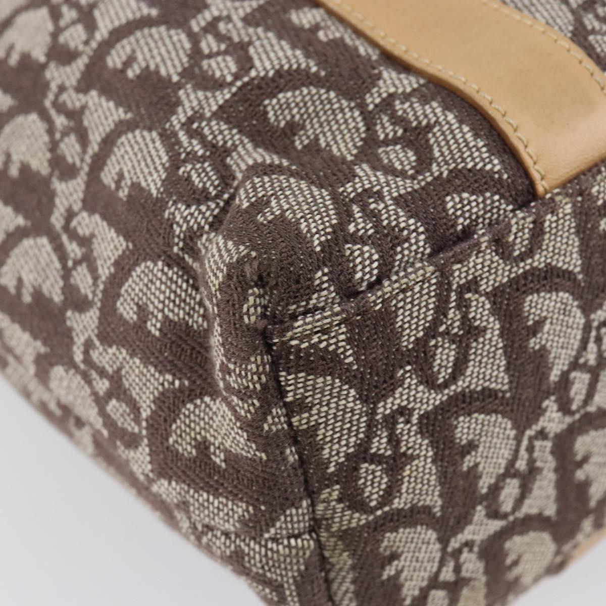 Christian Dior Trotter Canvas Tote Bag Gold Beige Auth gh772
