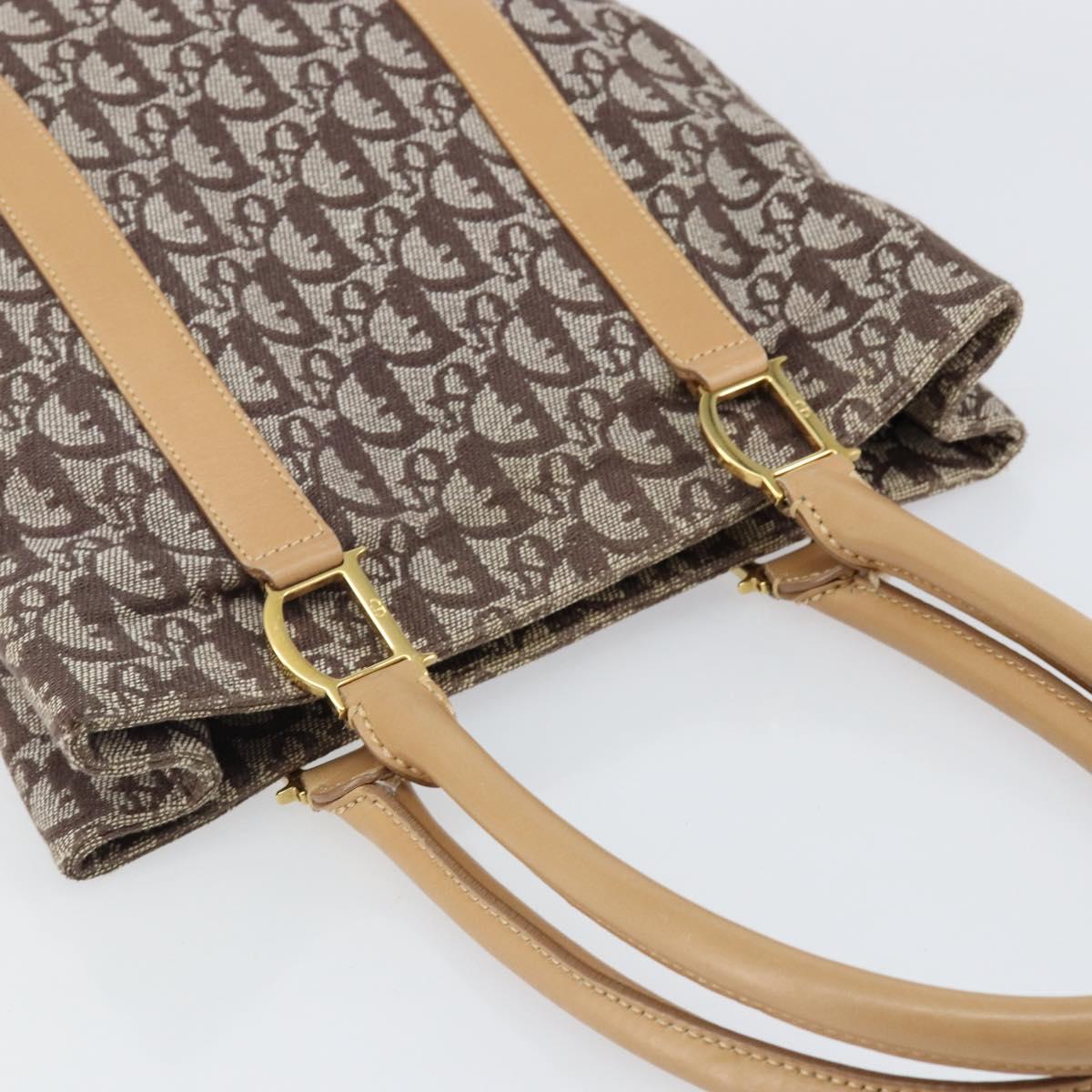 Christian Dior Trotter Canvas Tote Bag Gold Beige Auth gh772A