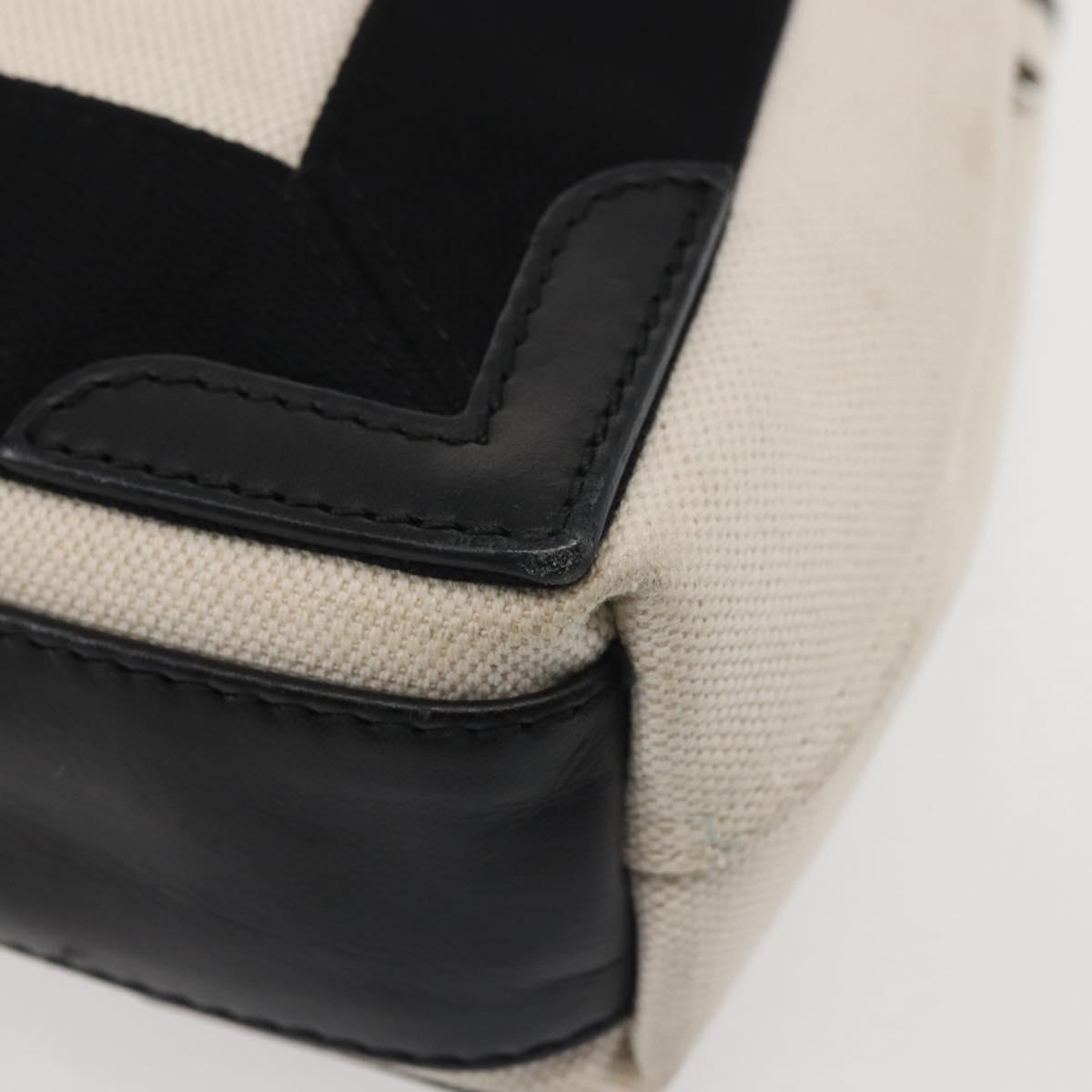 BALENCIAGA Navy Cabas XS Bag Canvas Leather White Black Silver 390346 Auth gh775