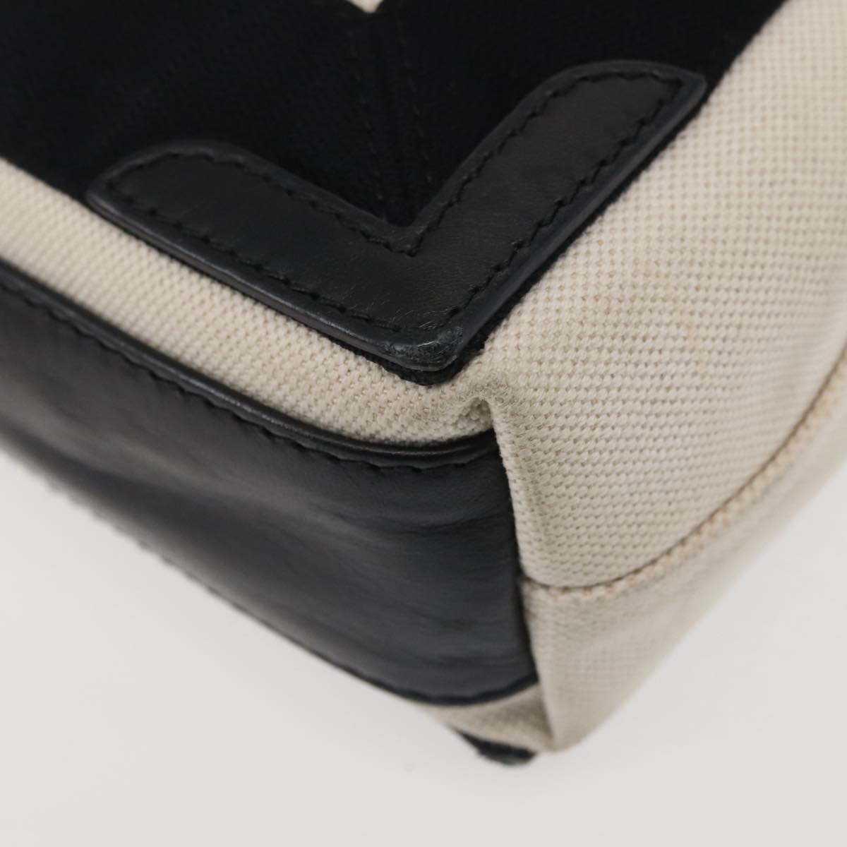 BALENCIAGA Navy Cabas XS Bag Canvas Leather White Black Silver 390346 Auth gh775