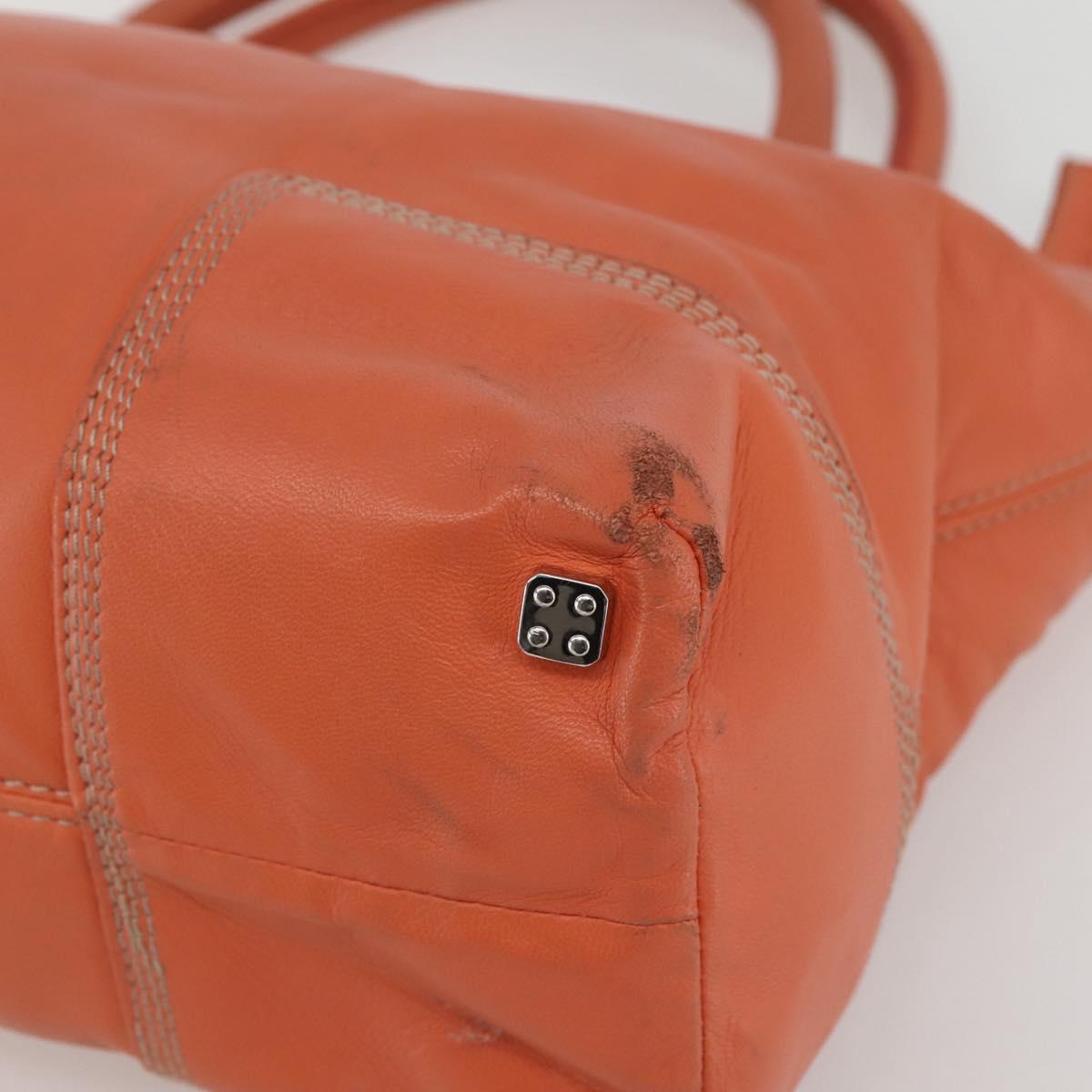 LOEWE Anagram Amazona Justa Hand Bag Leather Orange Silver Auth gh776