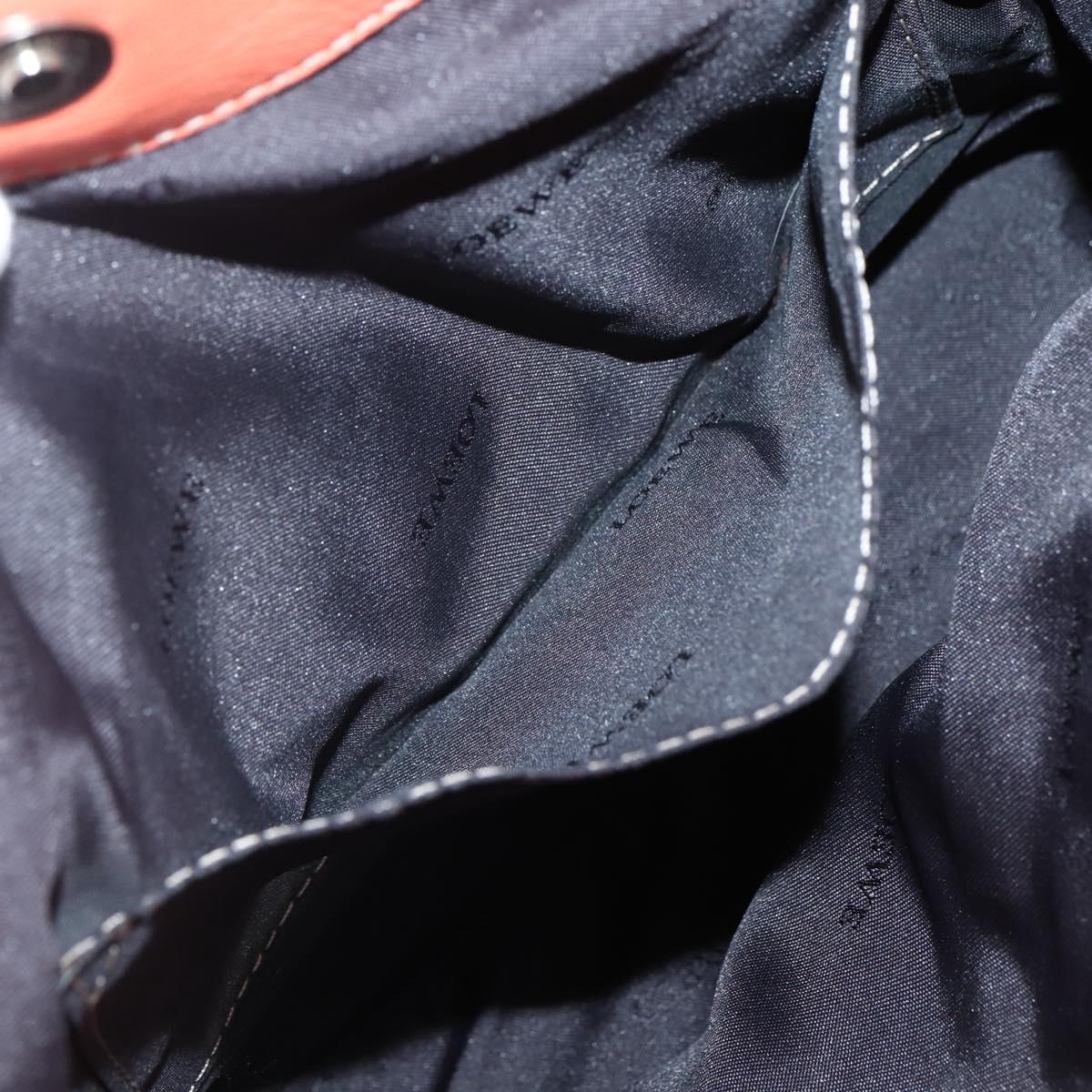 LOEWE Anagram Amazona Justa Hand Bag Leather Orange Silver Auth gh776