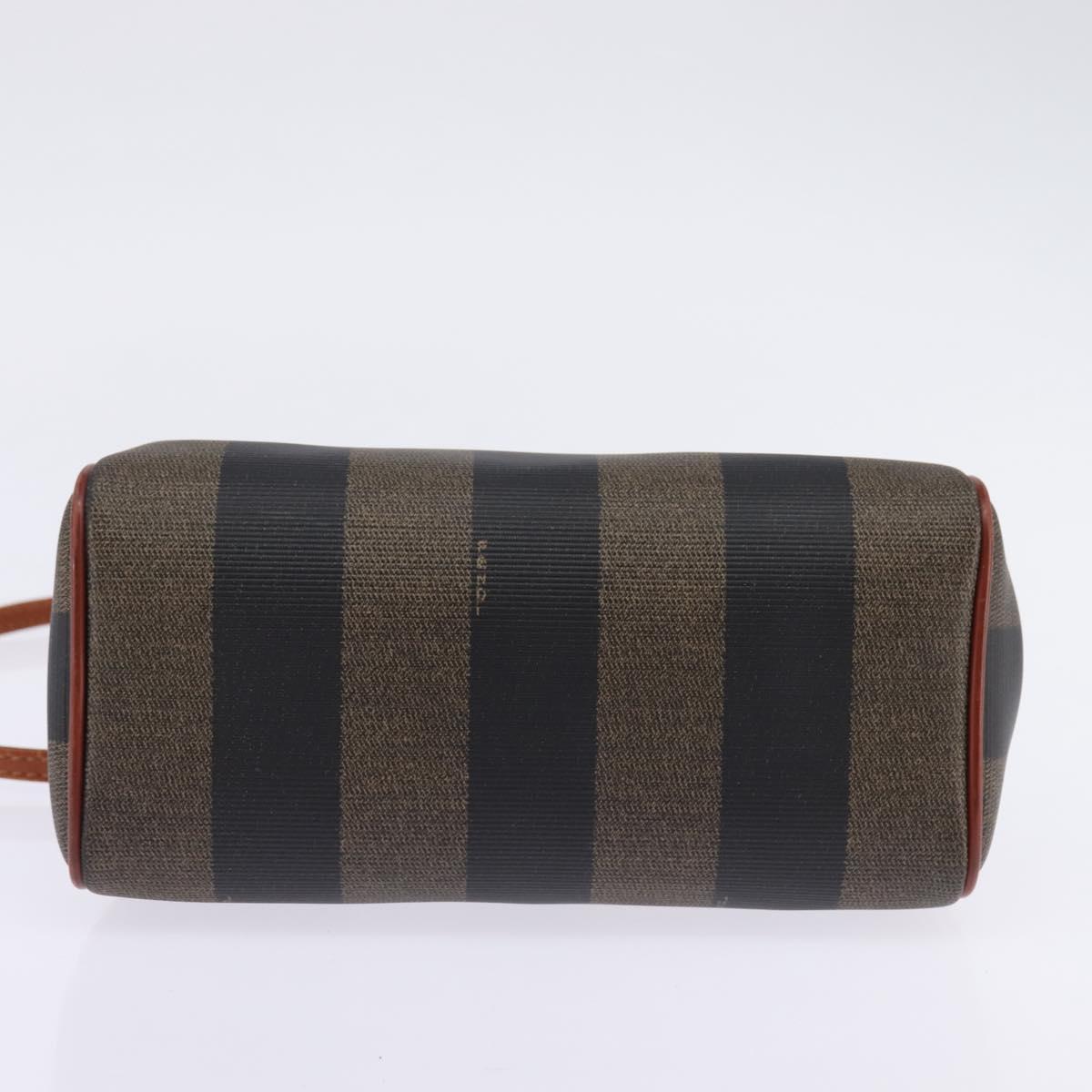 FENDI Pecan Canvas Hand Bag PVC 2way Black Brown Auth gh778