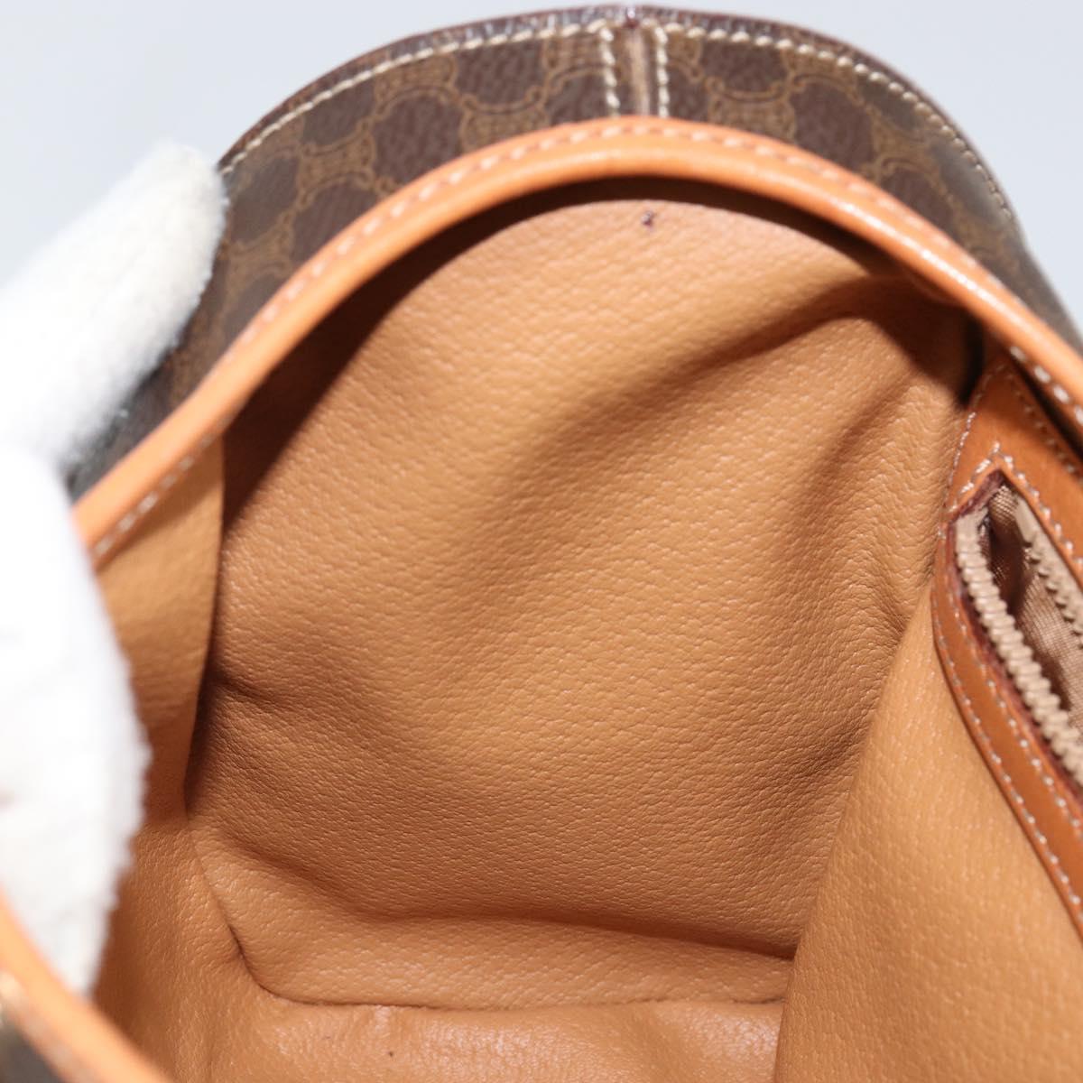 CELINE Macadam Canvas Hand Bag PVC Leather Brown Gold Auth gh783