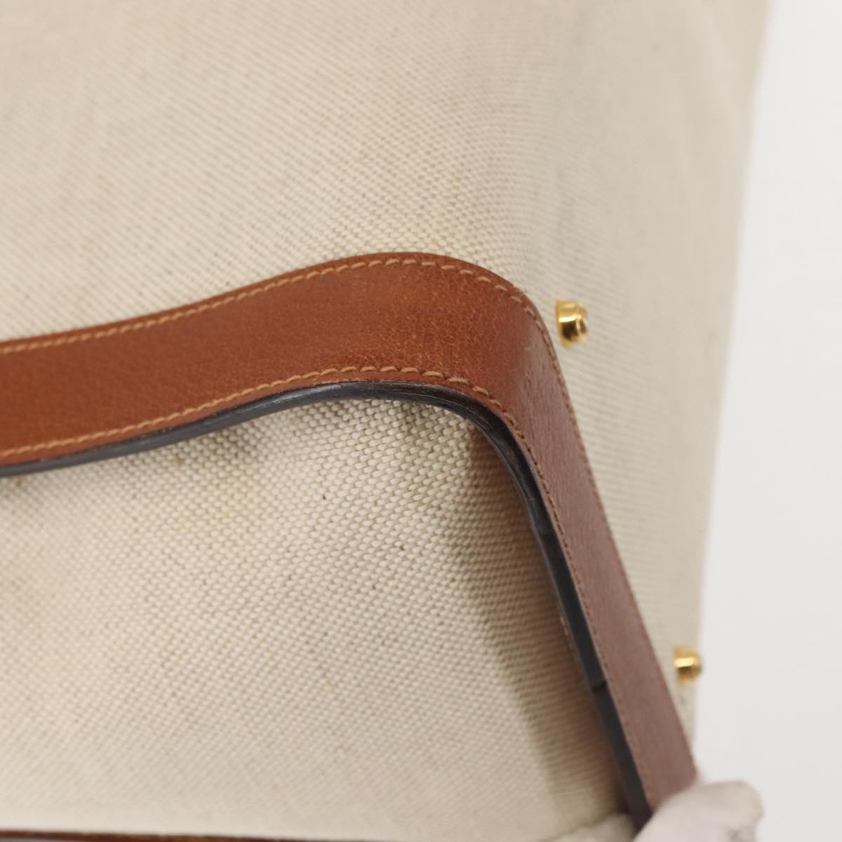 GUCCI Bamboo Tote Bag Canvas Beige Gold Auth gh786