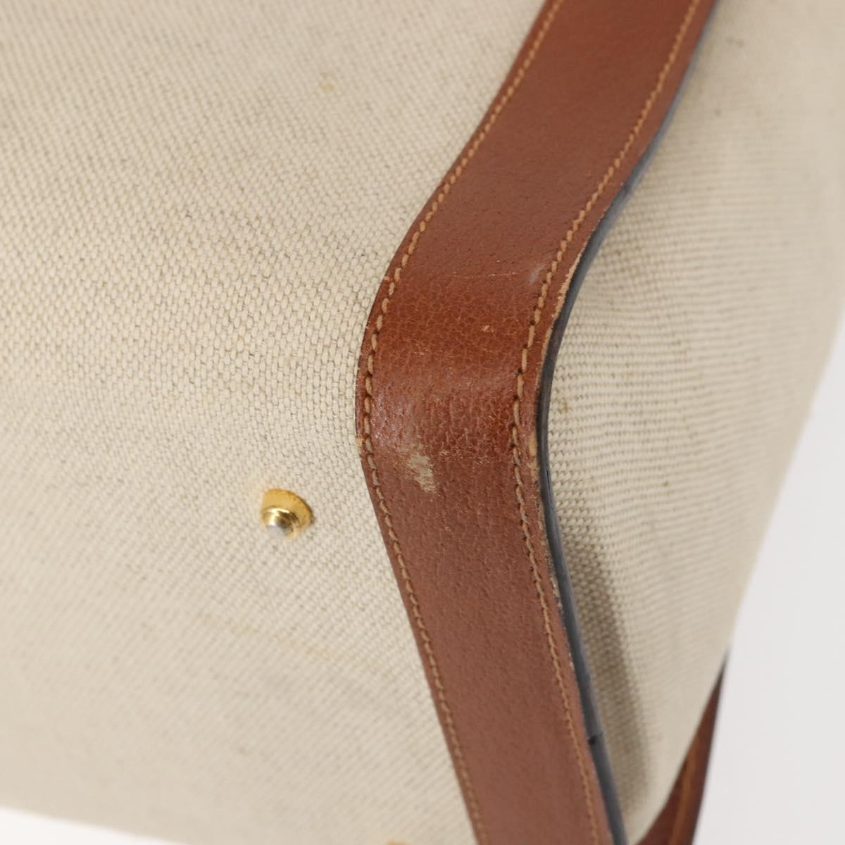 GUCCI Bamboo Tote Bag Canvas Beige Gold Auth gh786
