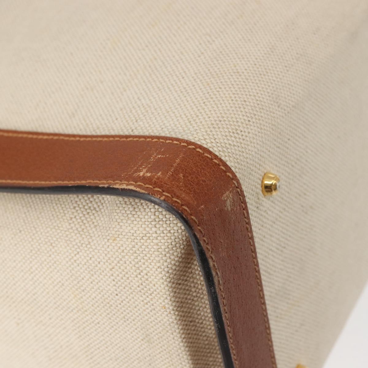 GUCCI Bamboo Tote Bag Canvas Beige Gold Auth gh786