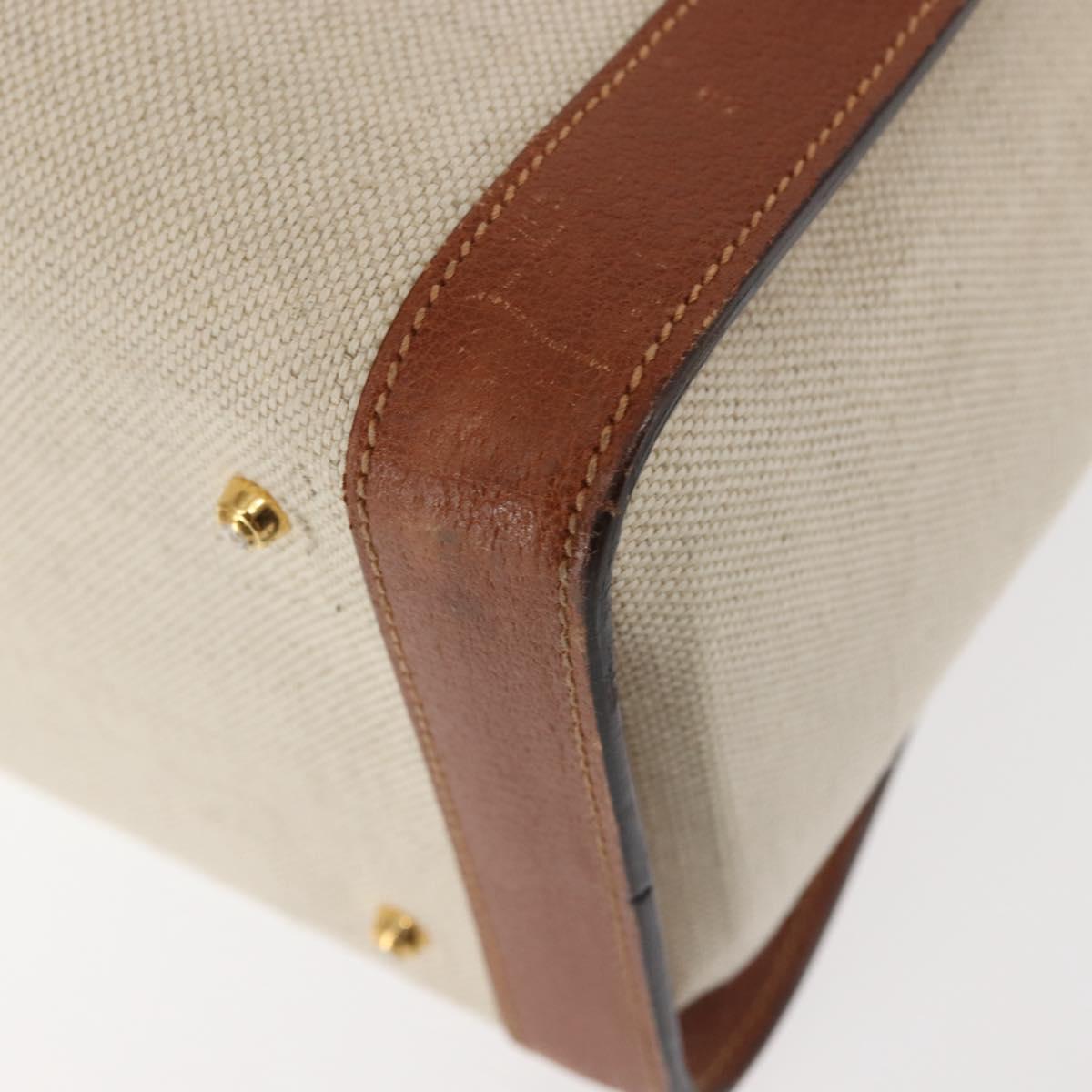 GUCCI Bamboo Tote Bag Canvas Beige Gold Auth gh786