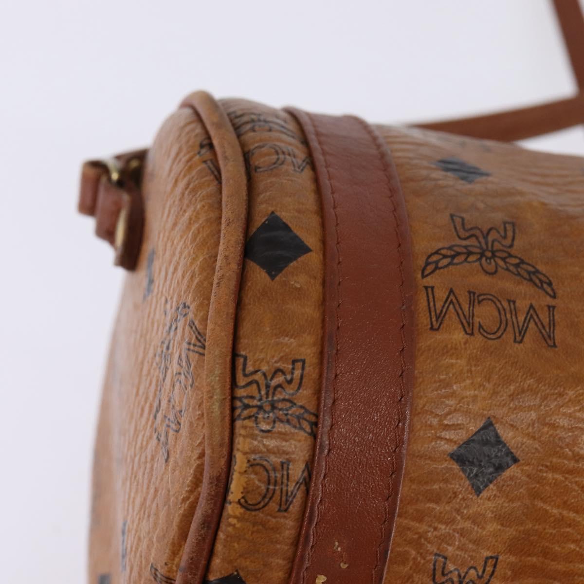 MCM Logogram Vicetos Shoulder Bag PVC Leather Brown Auth gh801
