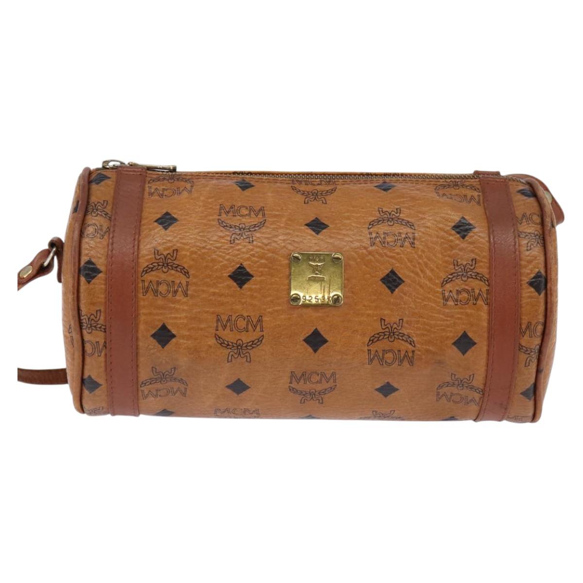 MCM Logogram Vicetos Shoulder Bag PVC Leather Brown Auth gh801