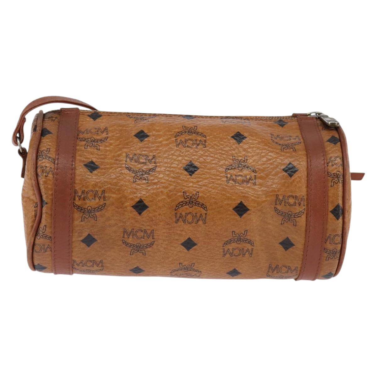 MCM Logogram Vicetos Shoulder Bag PVC Leather Brown Auth gh801